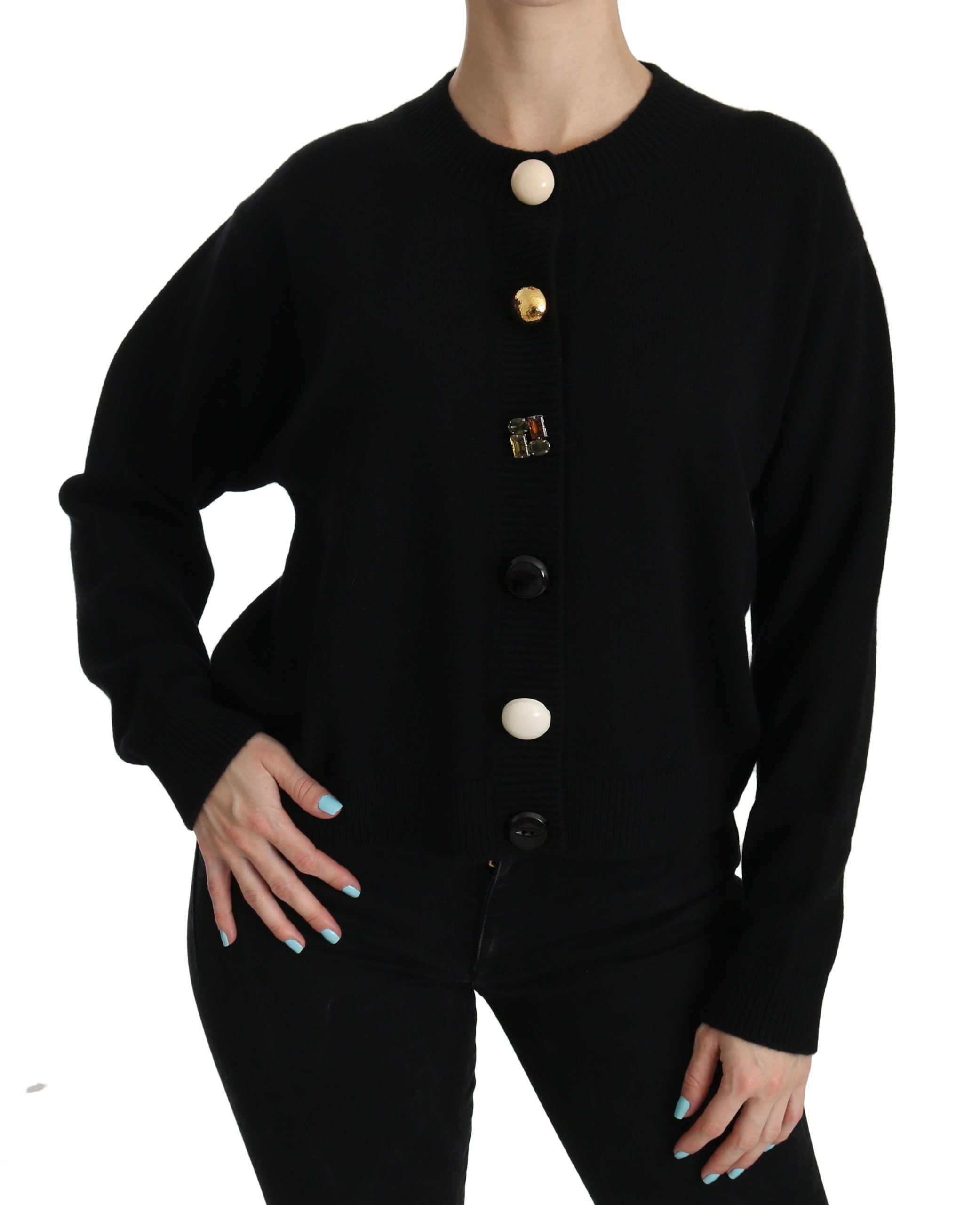 Dolce & Gabbana Elegant Black Cashmere Cardigan Top