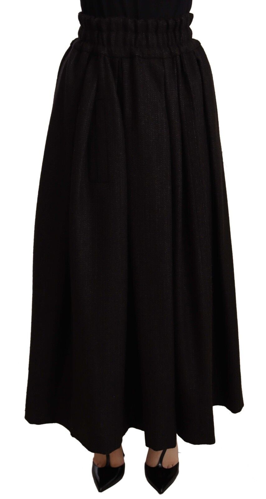 Dolce & Gabbana Elegant High Waist Maxi A-line Wool Skirt