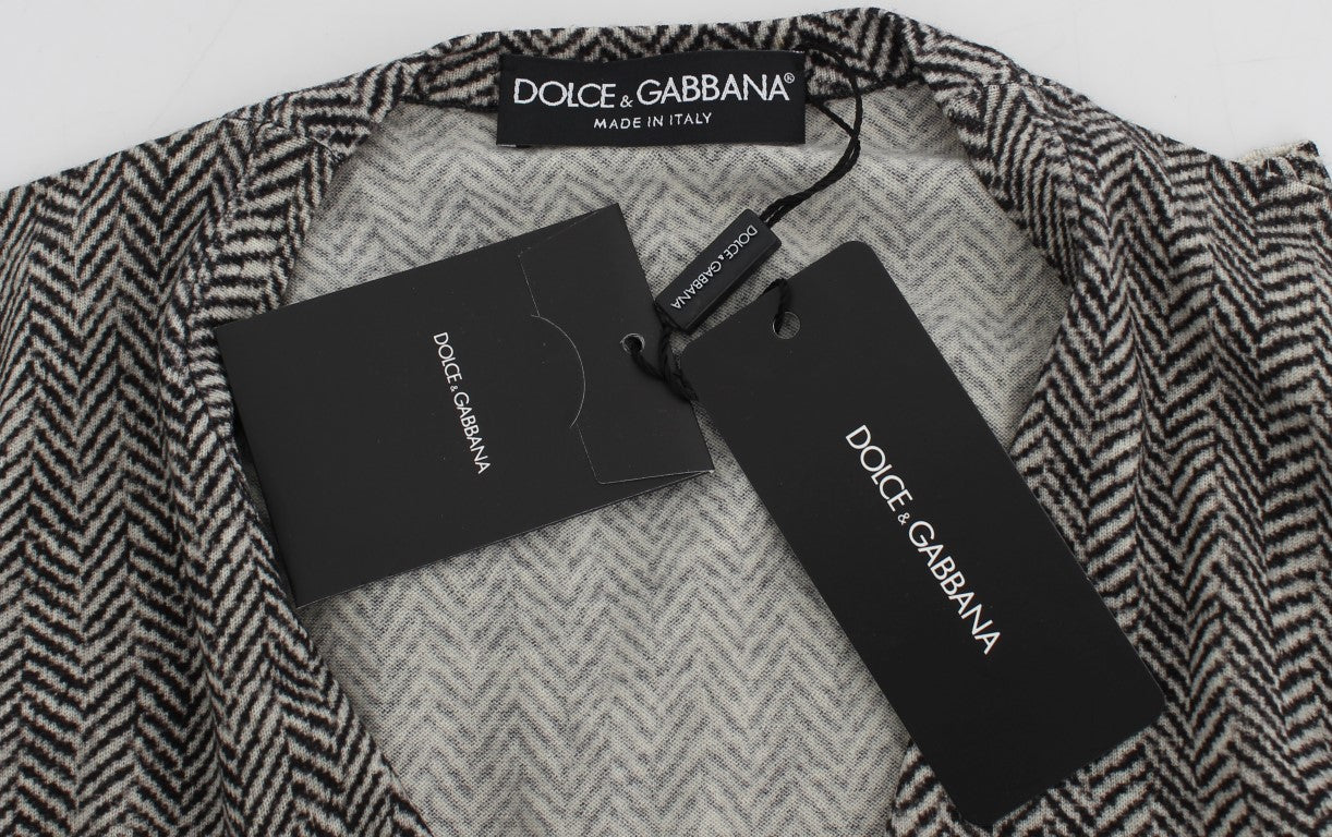 Dolce & Gabbana Elegant Black and White Wool Cardigan