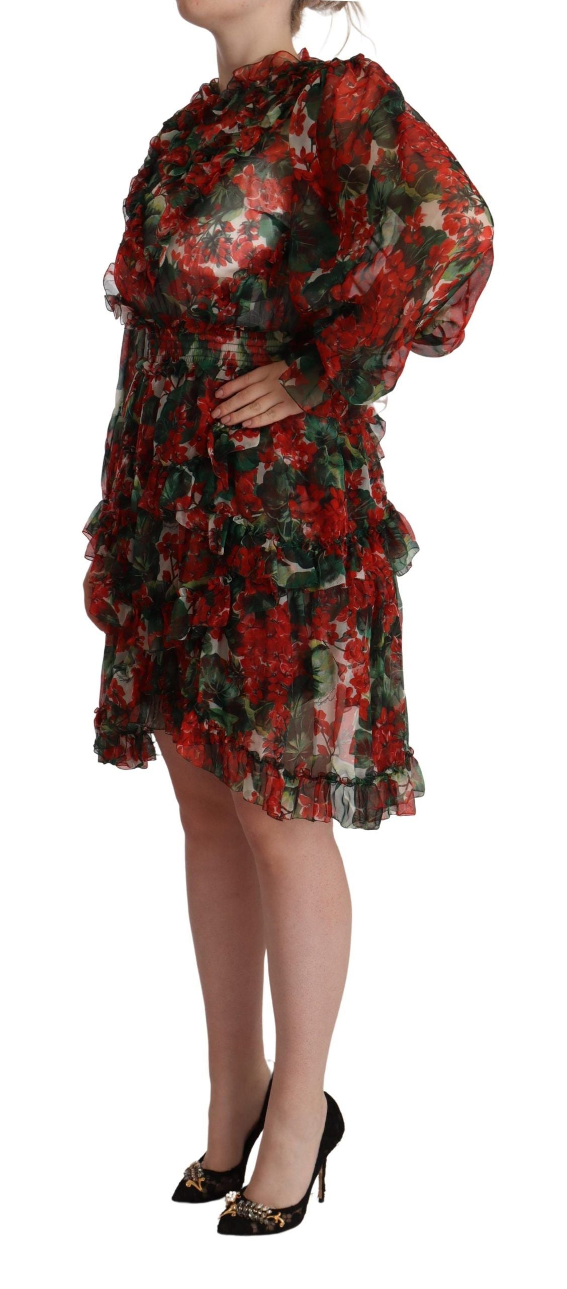 Dolce & Gabbana Floral Silk Mini Knee High Dress