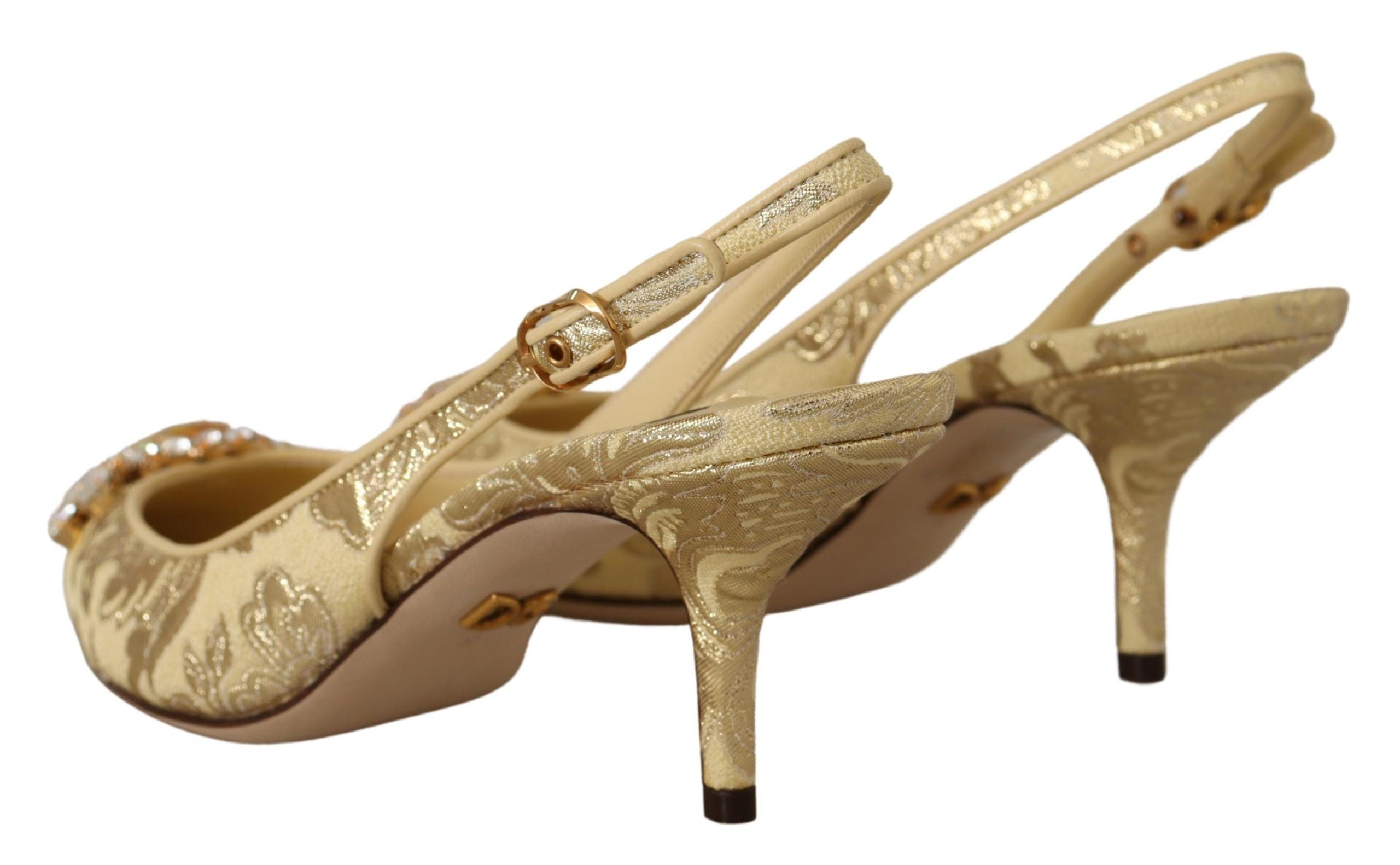 Dolce & Gabbana Gleaming Gold Crystal Slingback Heels