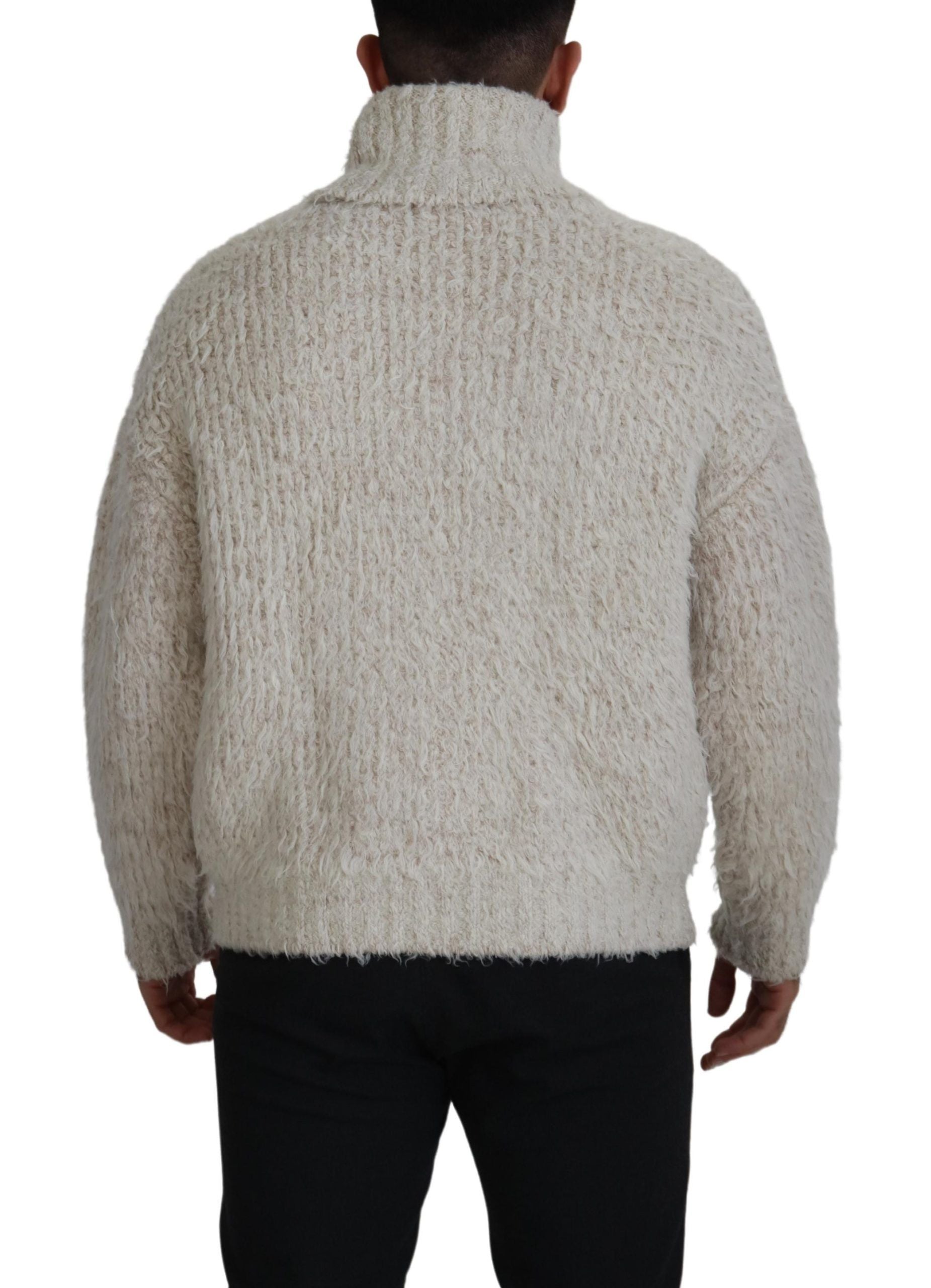 Dolce & Gabbana Elegant Cream Turtleneck Wool Blend Sweater