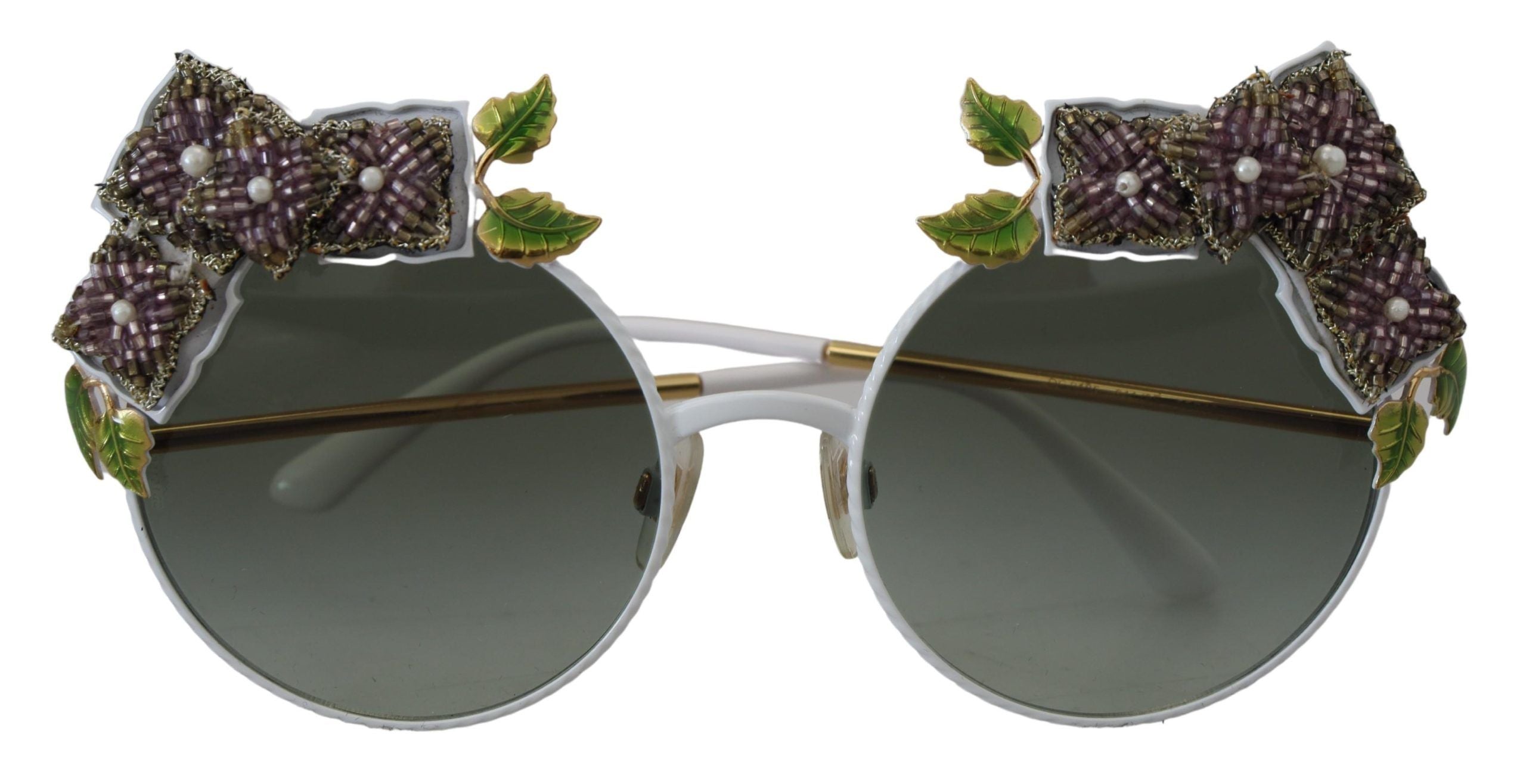 Dolce & Gabbana Elegant Floral Embellished Gold Sunglasses