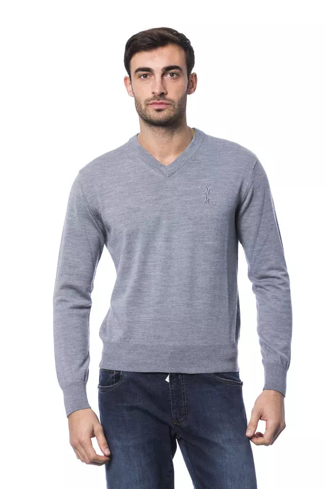 Billionaire Italian Couture Gray Merino Wool Men Sweater