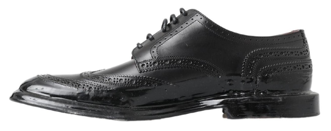 Dolce & Gabbana Elegant Black Leather Derby Shoes