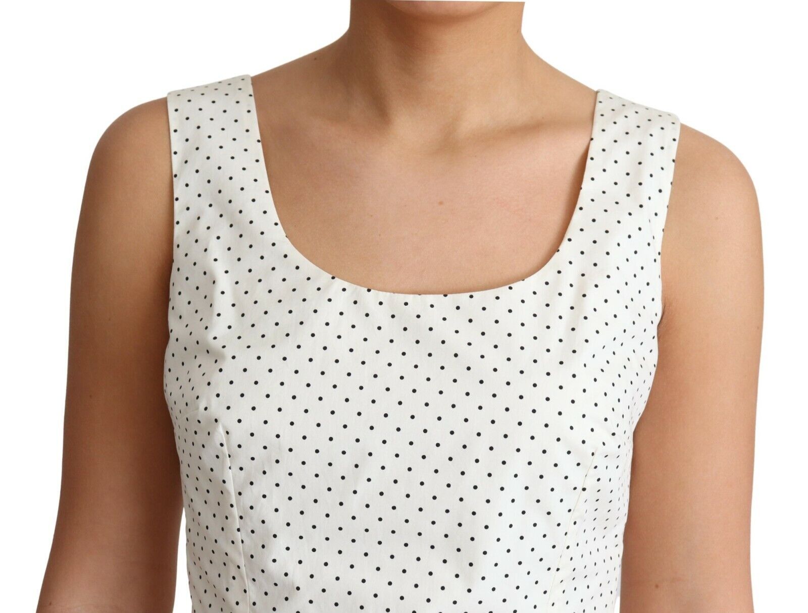 Dolce & Gabbana Elegant Sleeveless A-Line Polka Dotted Dress