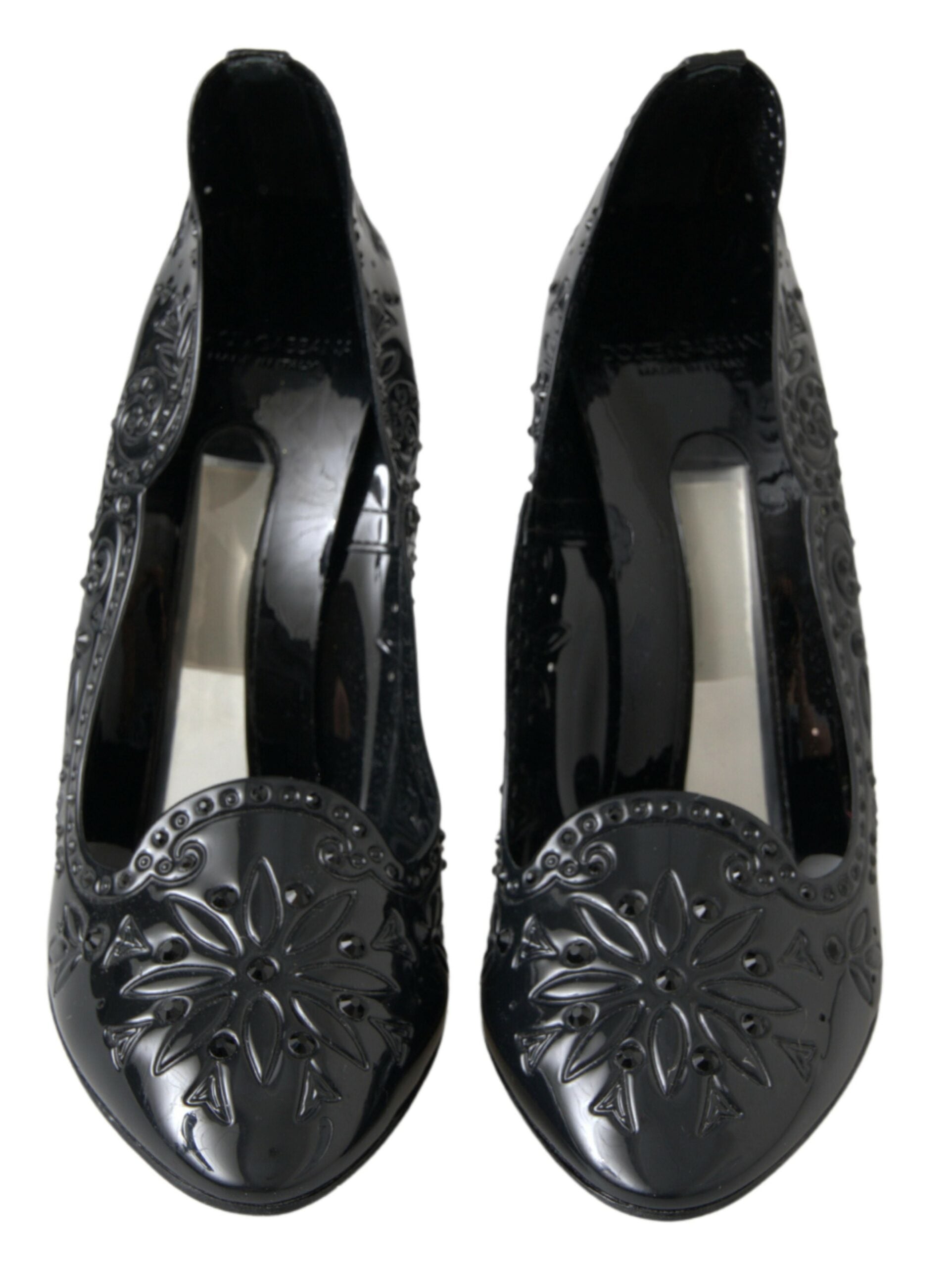 Dolce & Gabbana Elegant Black Crystal Cinderella Pumps