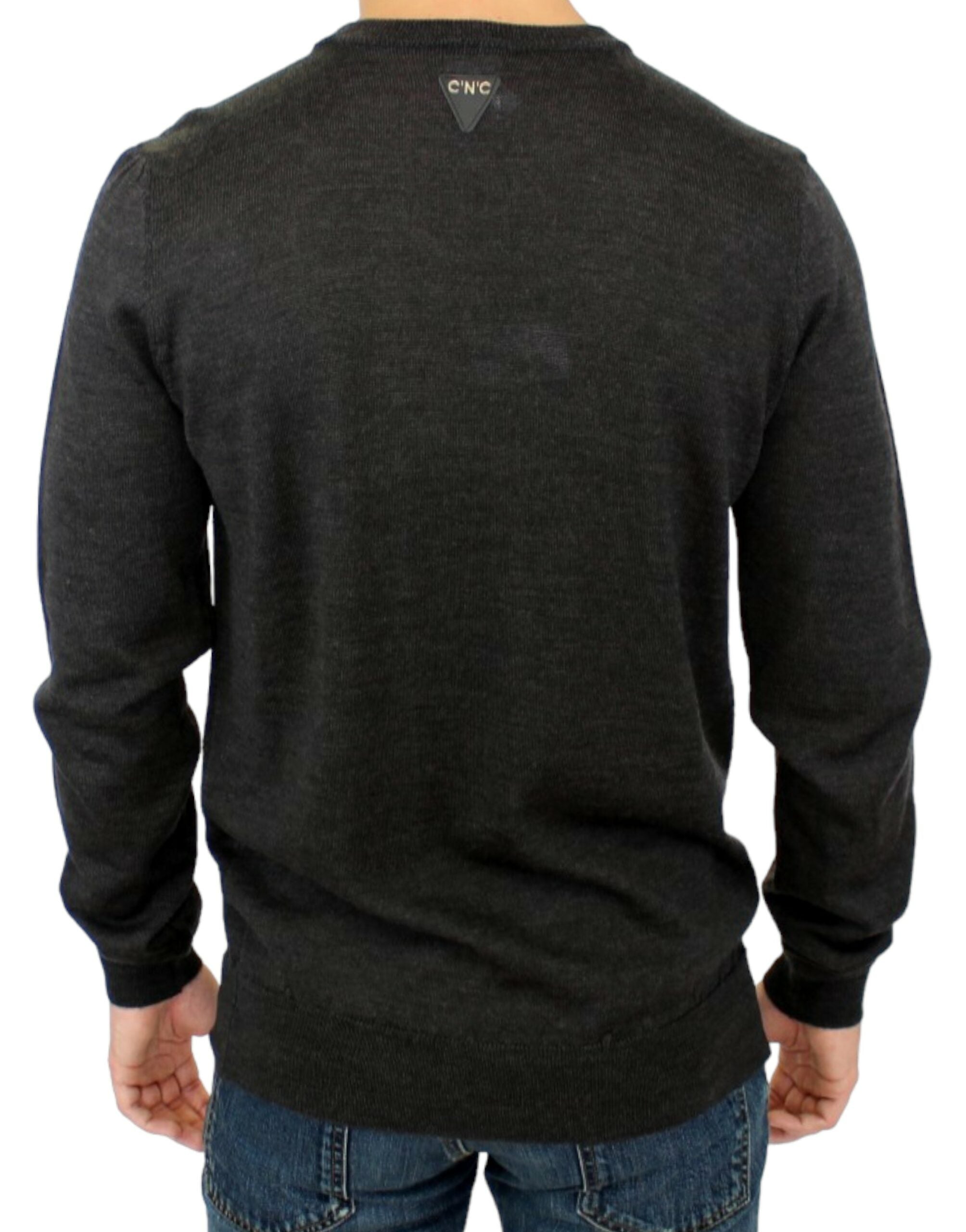 Costume National Elegant Gray Crewneck Sweater Pullover