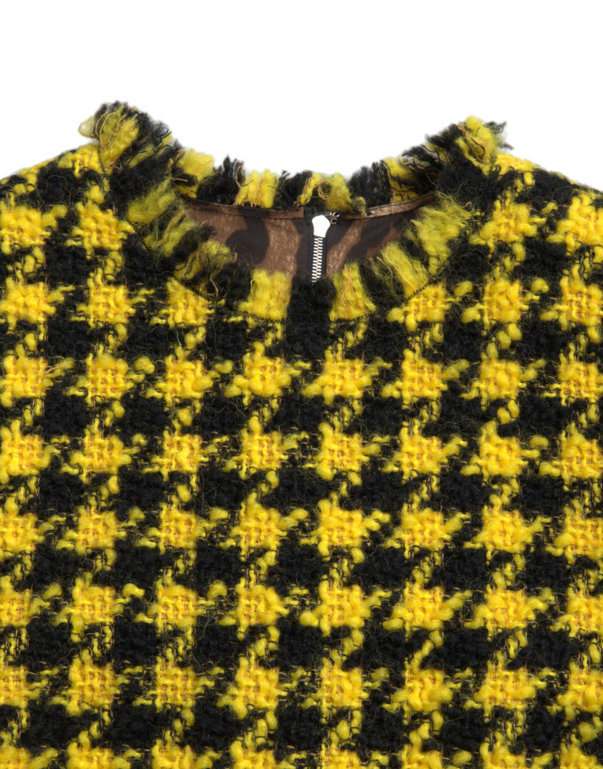 Dolce & Gabbana Houndstooth Knitted Chic Yellow Mini Skirt