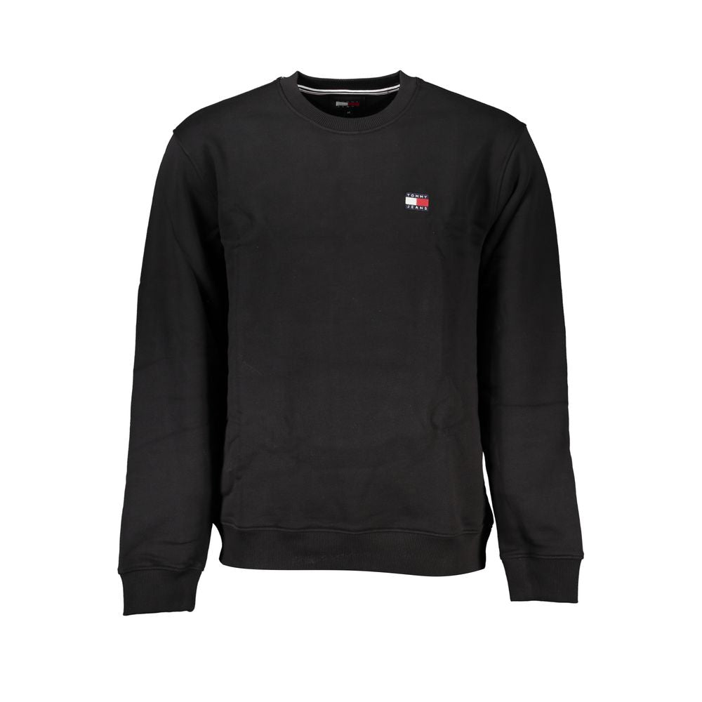 Tommy Hilfiger Sleek Black Cotton Crew Neck Sweatshirt