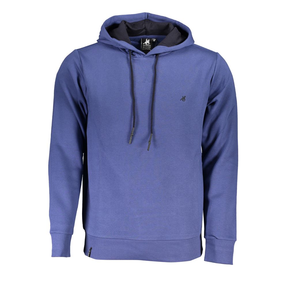 U.S. Grand Polo Elegant Long Sleeve Hooded Sweatshirt in Blue