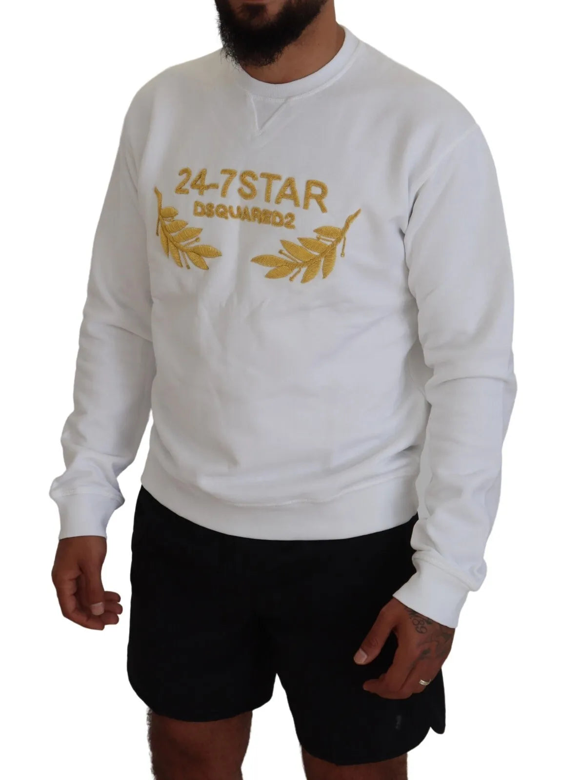 Dsquared² White Embroidered Crewneck Sweatshirt Sweater