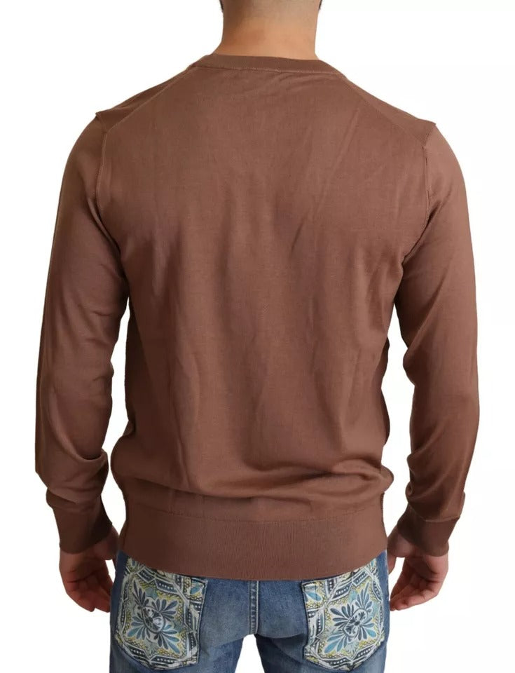 Dolce & Gabbana Brown Silk Cashmere Pullover Sweater