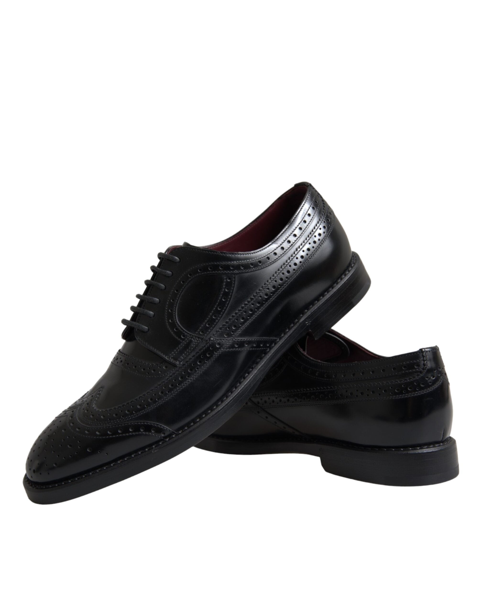 Dolce & Gabbana Black Leather Oxford Wingtip Formal Men Shoes