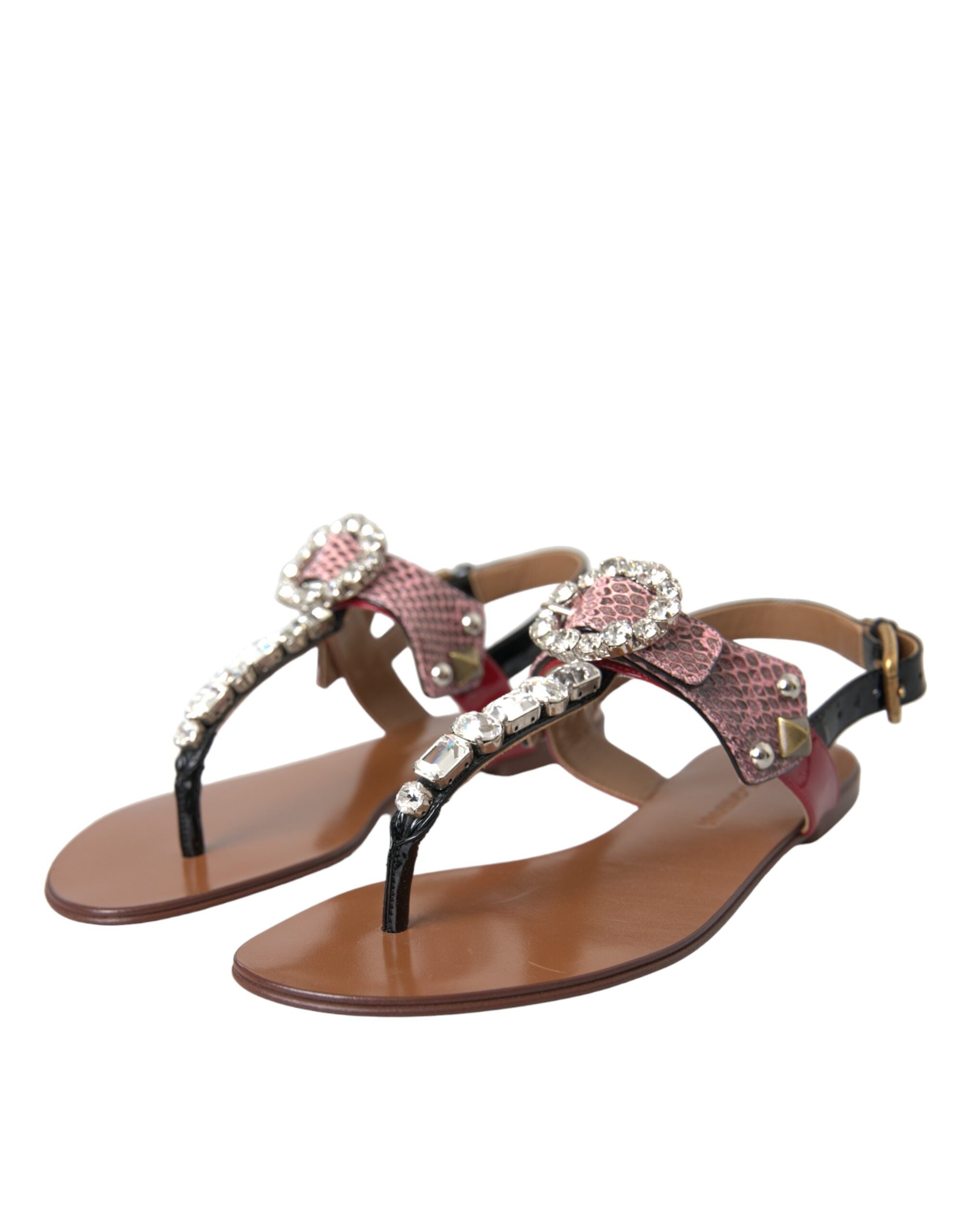 Dolce & Gabbana Multicolor Crystal Sandals Flip Flops Shoes