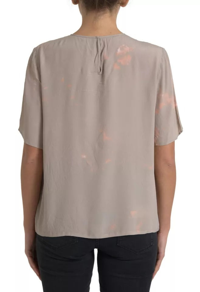 Dolce & Gabbana Brown Round Neck Short Sleeve Blouse Top