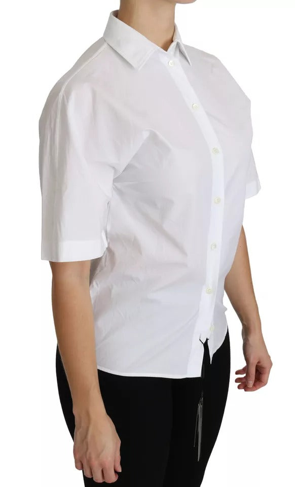 Dolce & Gabbana White Collared Short Sleeve Polo Shirt Top