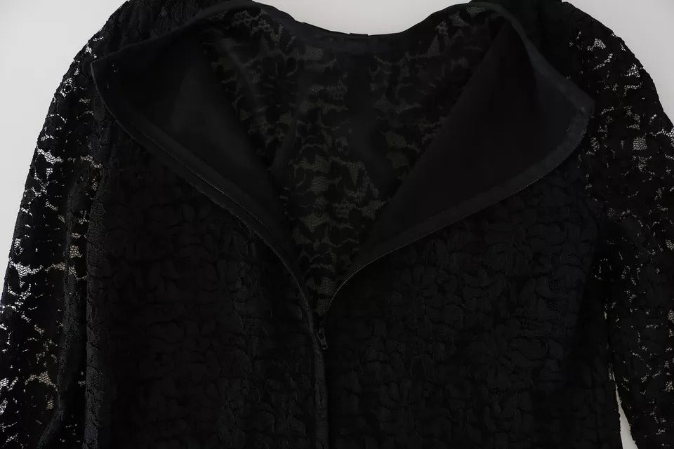 Dolce & Gabbana Black Lace Long Sleeve Blouse Nylon Top