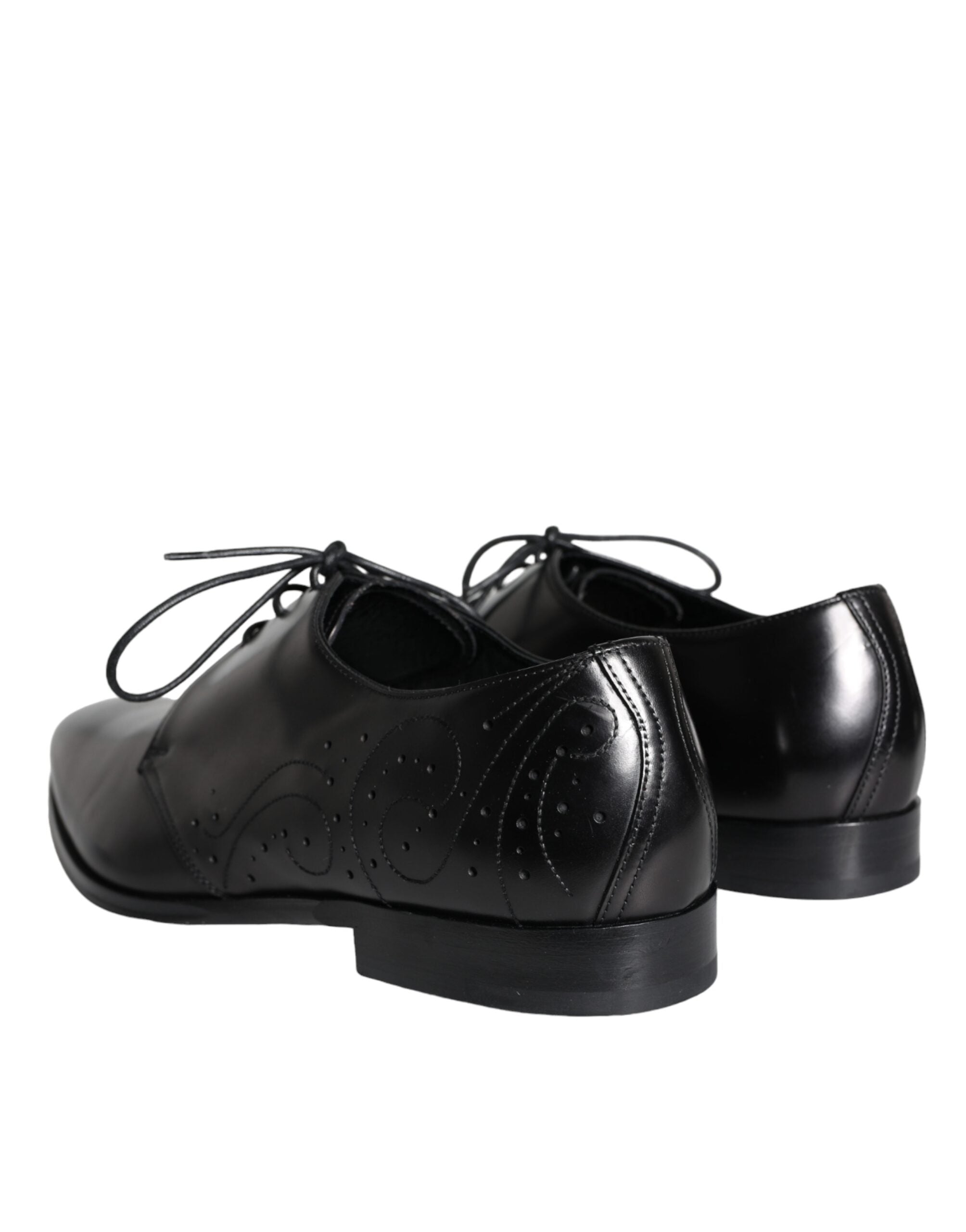 Dolce & Gabbana Black Calfskin Leather Derby Men Dress Shoes