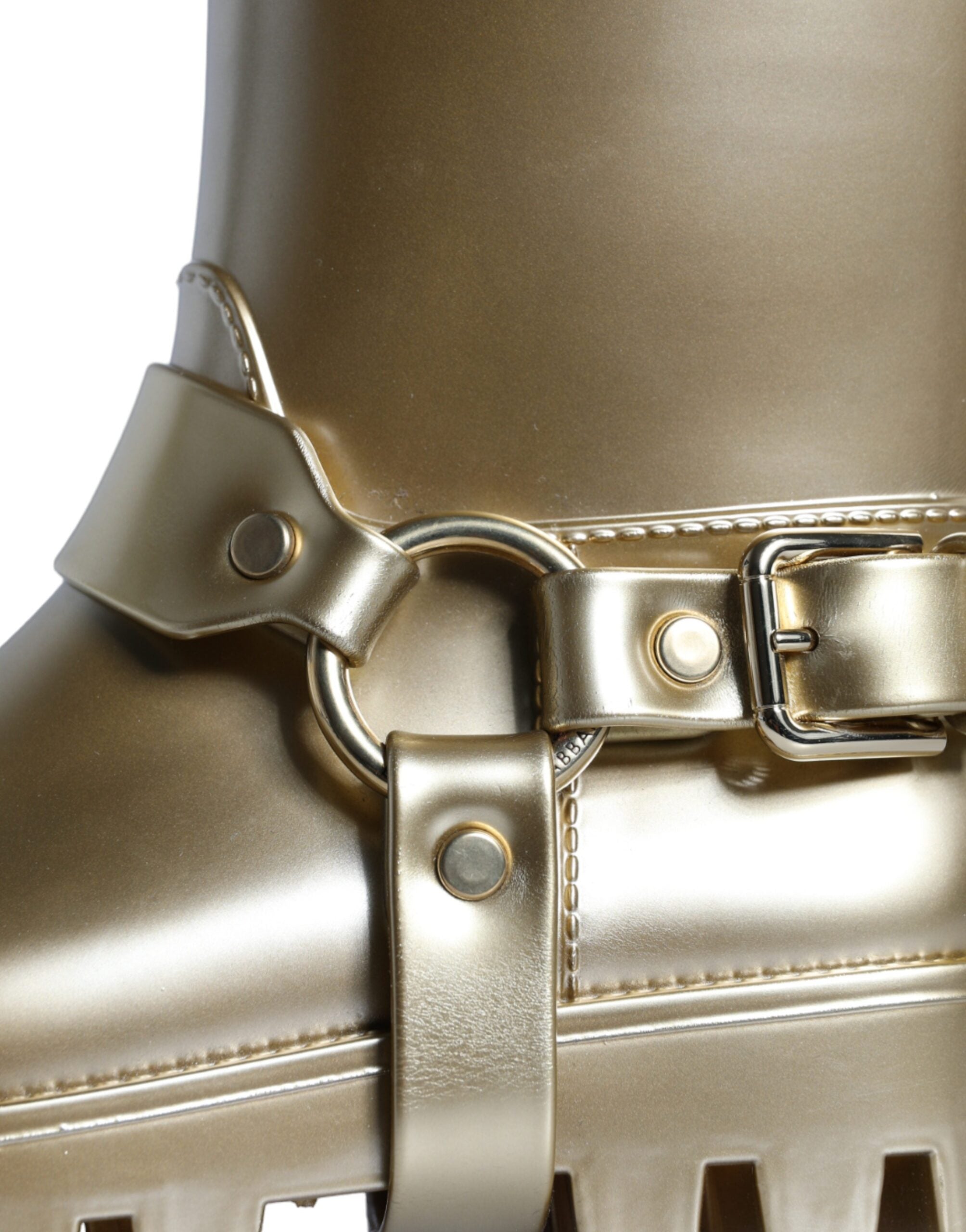 Dolce & Gabbana Metallic Gold Rubber PVC Rain Boots Shoes