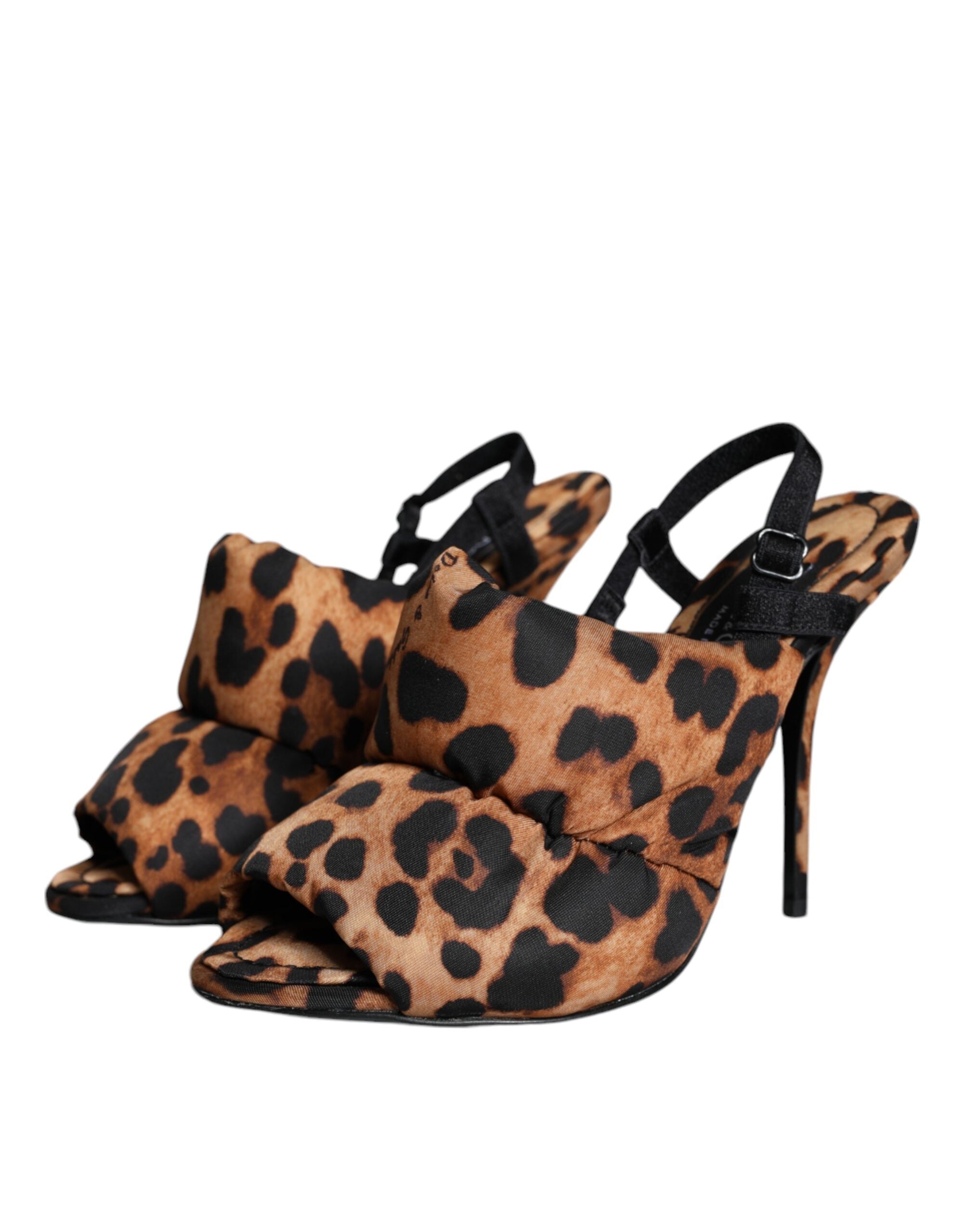 Dolce & Gabbana Brown Leopard Keira Slingback Sandals Shoes