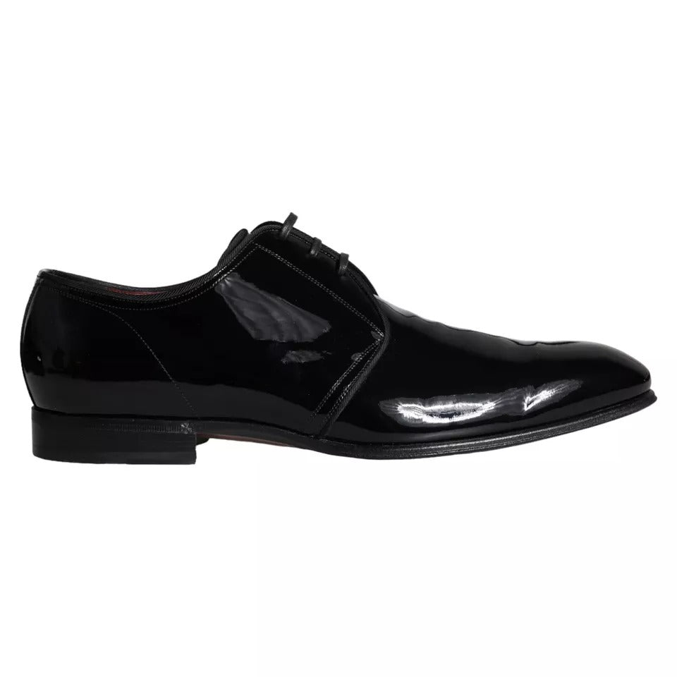 Dolce & Gabbana Black Patent Leather Derby Men Dress Shoes