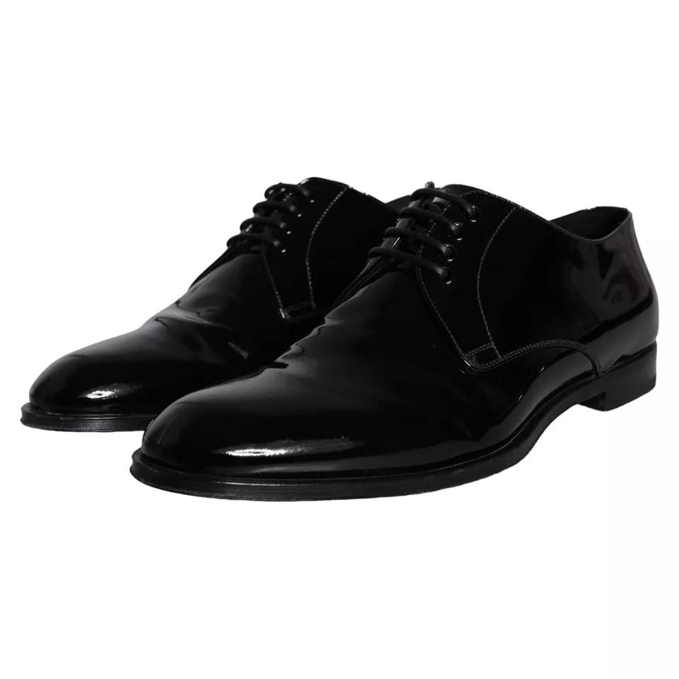 Dolce & Gabbana Black Calfskin Leather Derby Men Dress Shoes