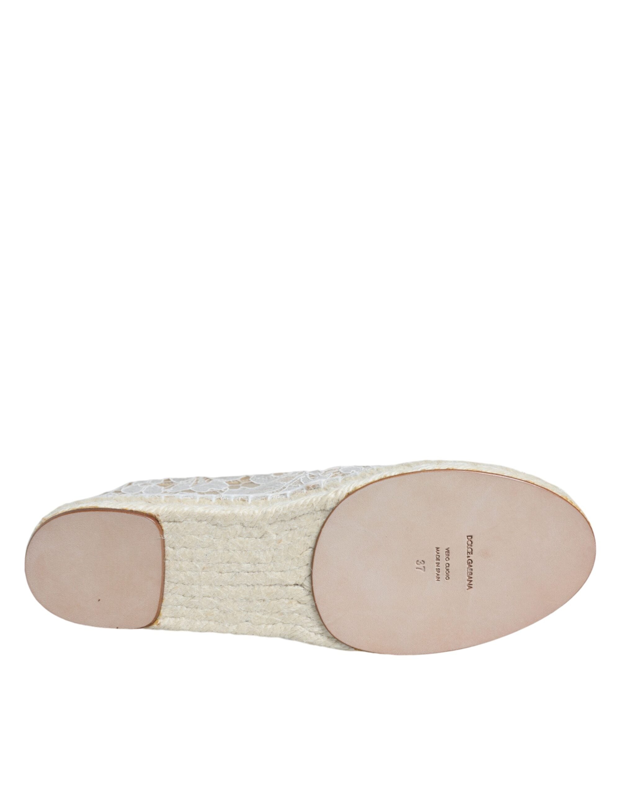 Dolce & Gabbana White Lace Viscose Espadrilles Flats Shoes