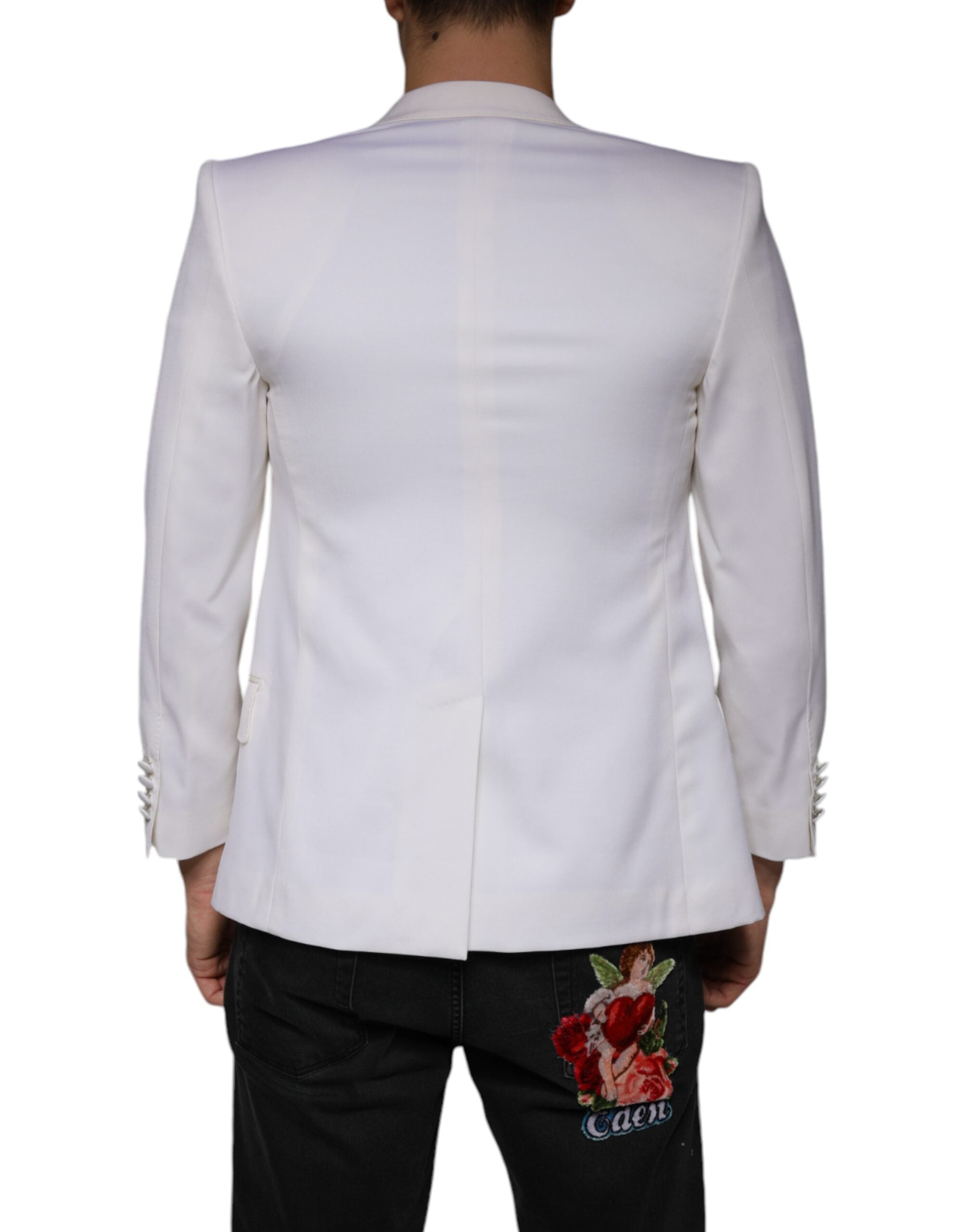 Dolce & Gabbana Off White Wool Single Breasted Dress Blazer