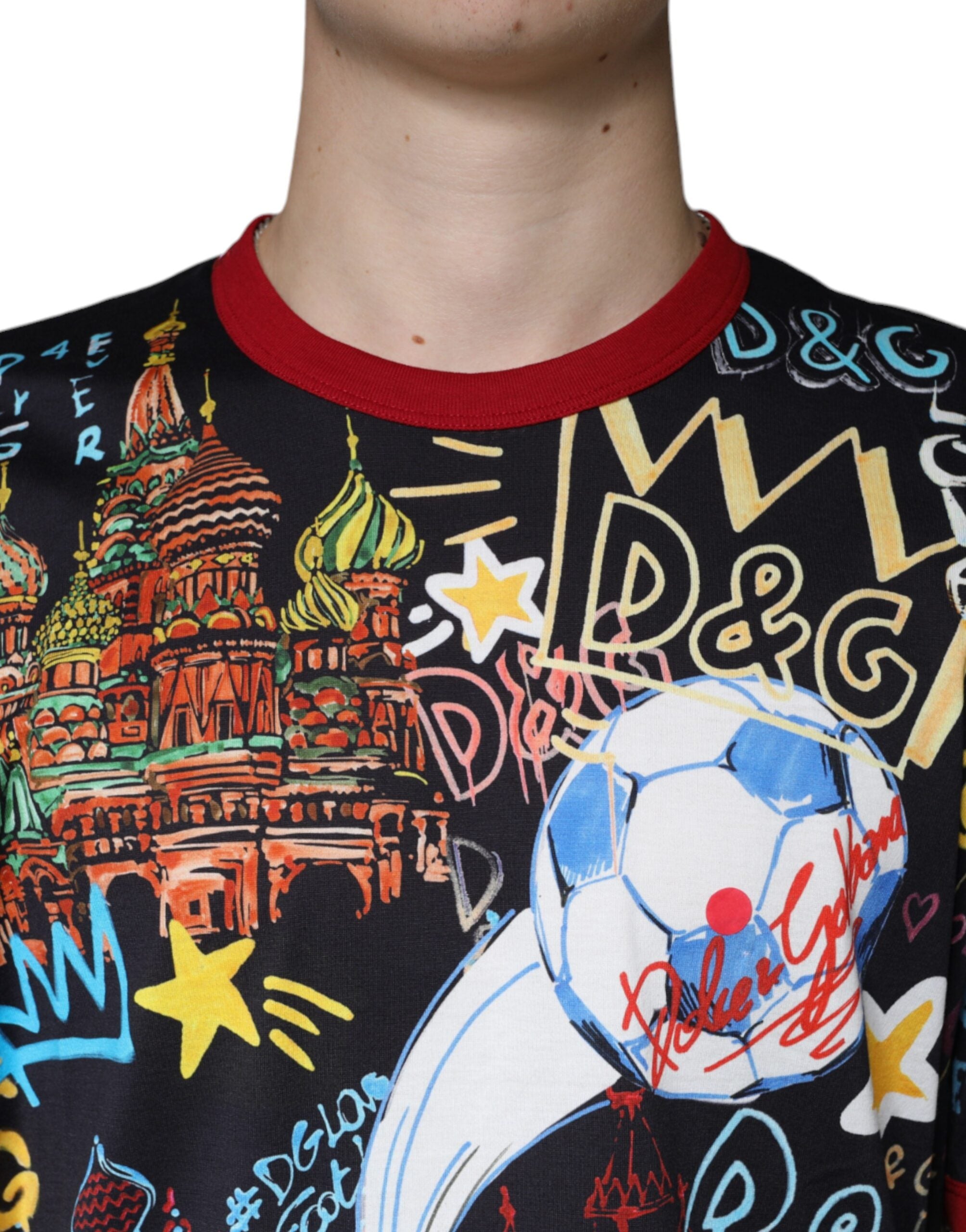 Dolce & Gabbana Multicolor Graphic Print Cotton Crew Neck T-shirt