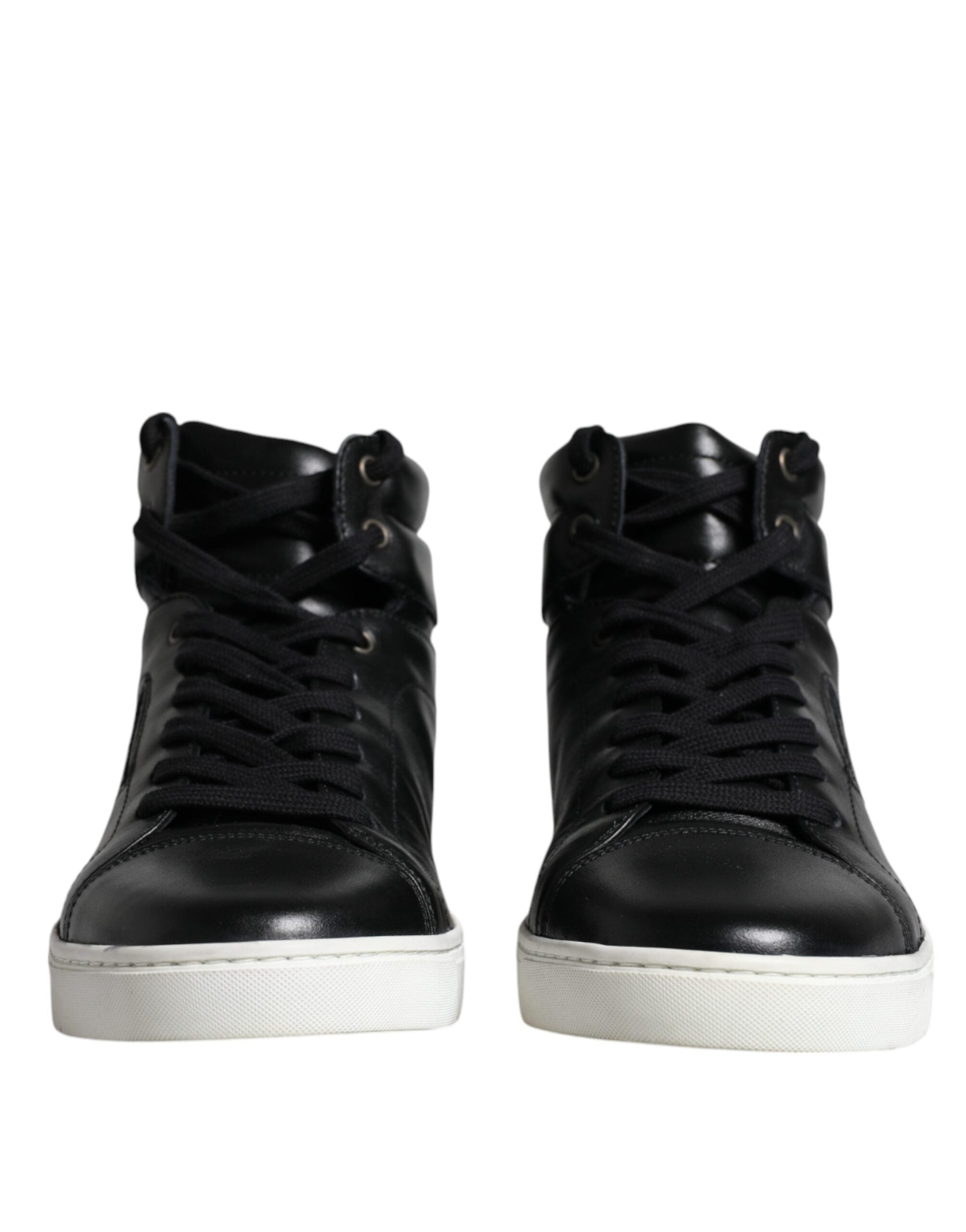 Dolce & Gabbana Black Leather High Top Men Sneakers Shoes