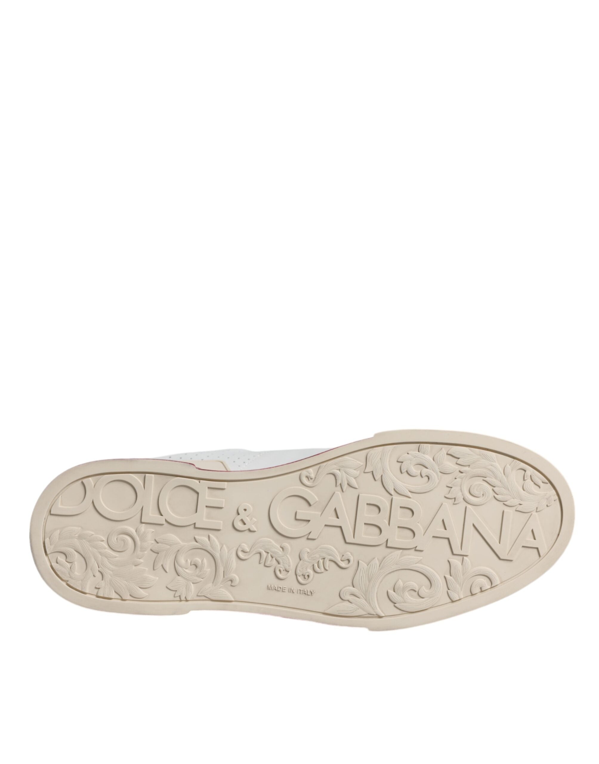 Dolce & Gabbana Beige Red Perforated Low Top Sneakers Shoes