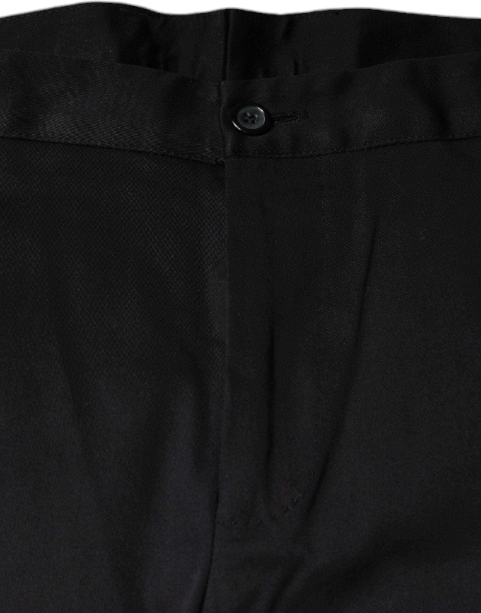 Dolce & Gabbana Black Cotton Stretch Skinny Men Dress Pants