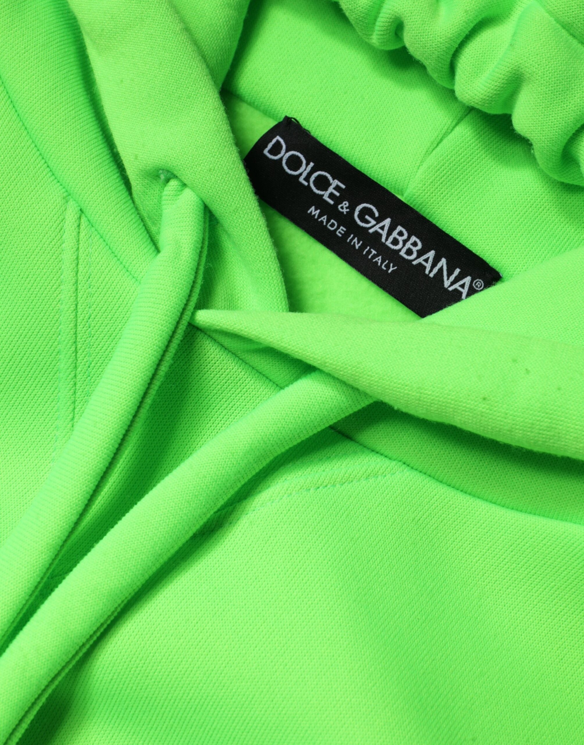 Dolce & Gabbana Green Logo Hooded Pullover Men Sweatshirt Sweater