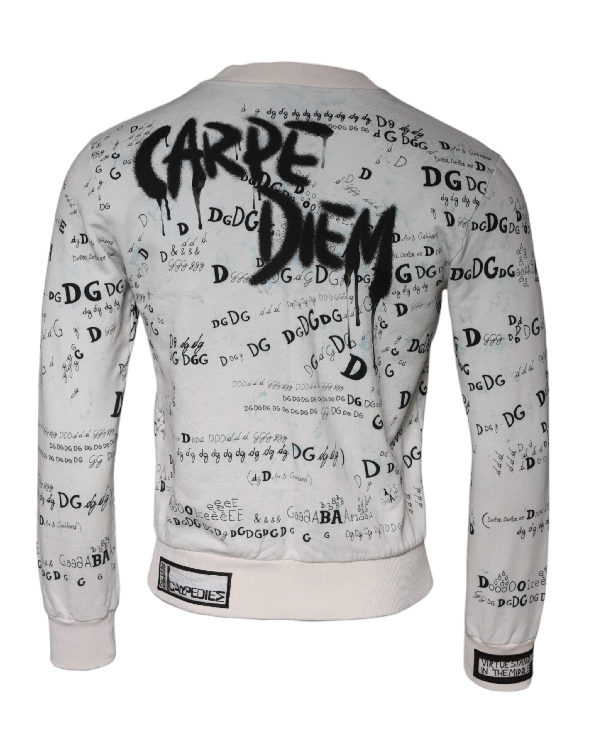 Dolce & Gabbana White DG Logo Cotton Men Sweatshirt Sweater