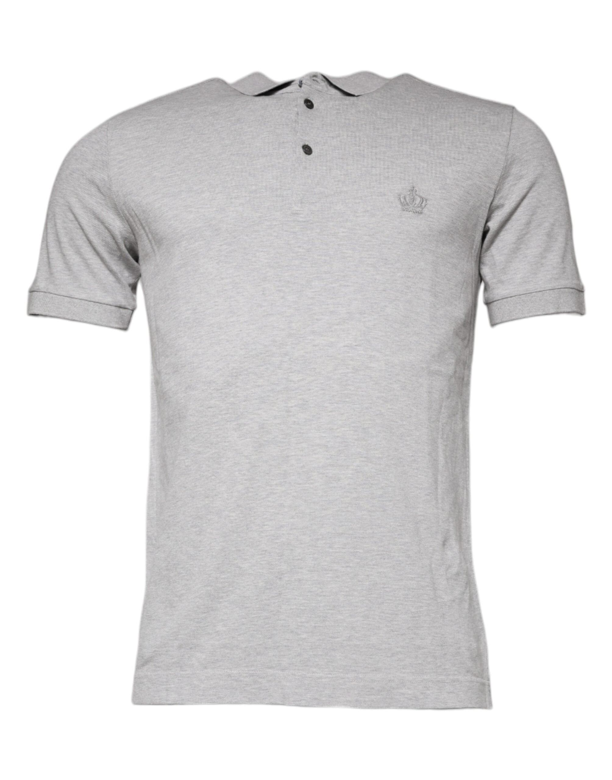 Dolce & Gabbana Gray Crown Collared Short Sleeve Polo T-shirt