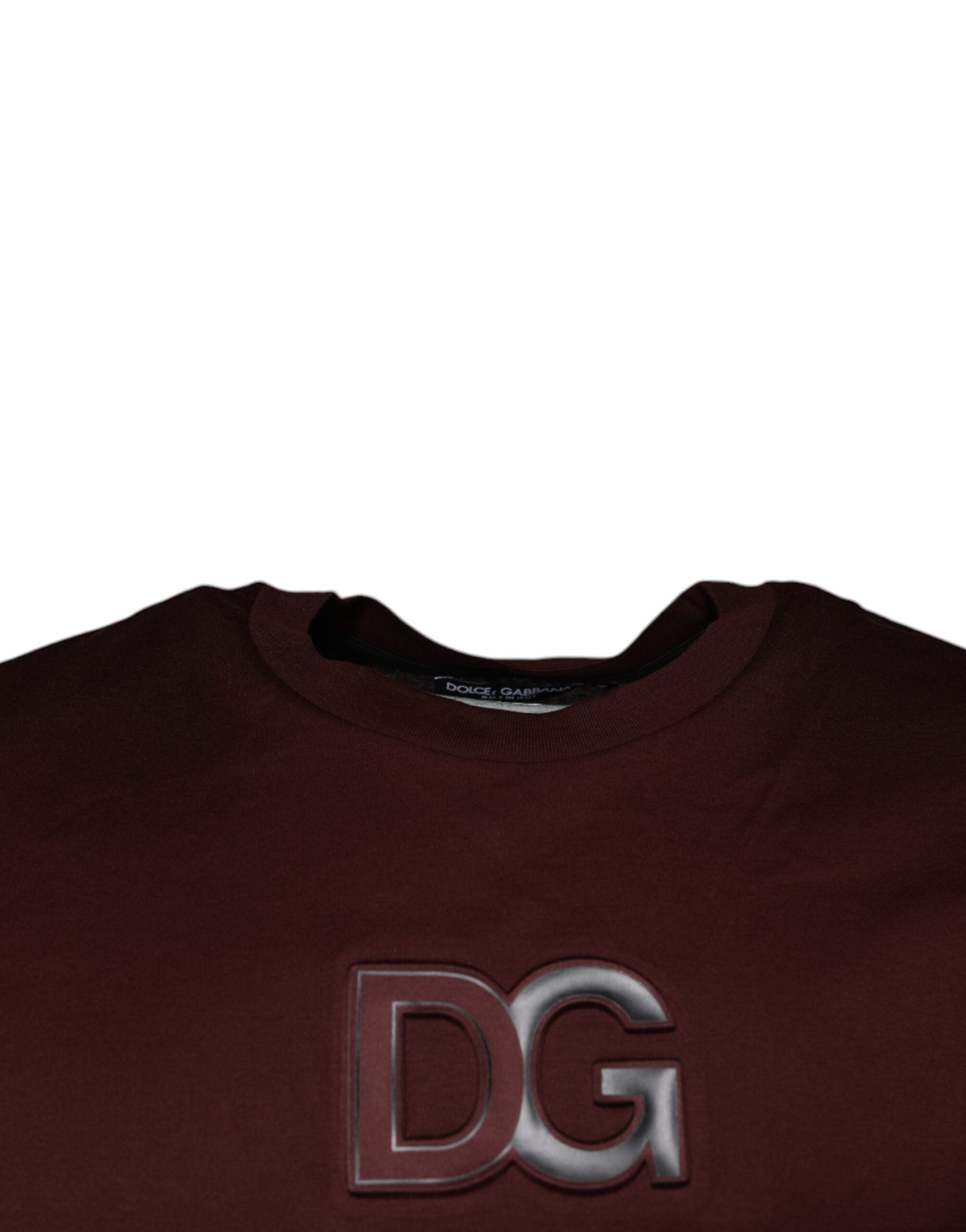 Dolce & Gabbana Maroon DG Logo Cotton Crew Neck T-shirt