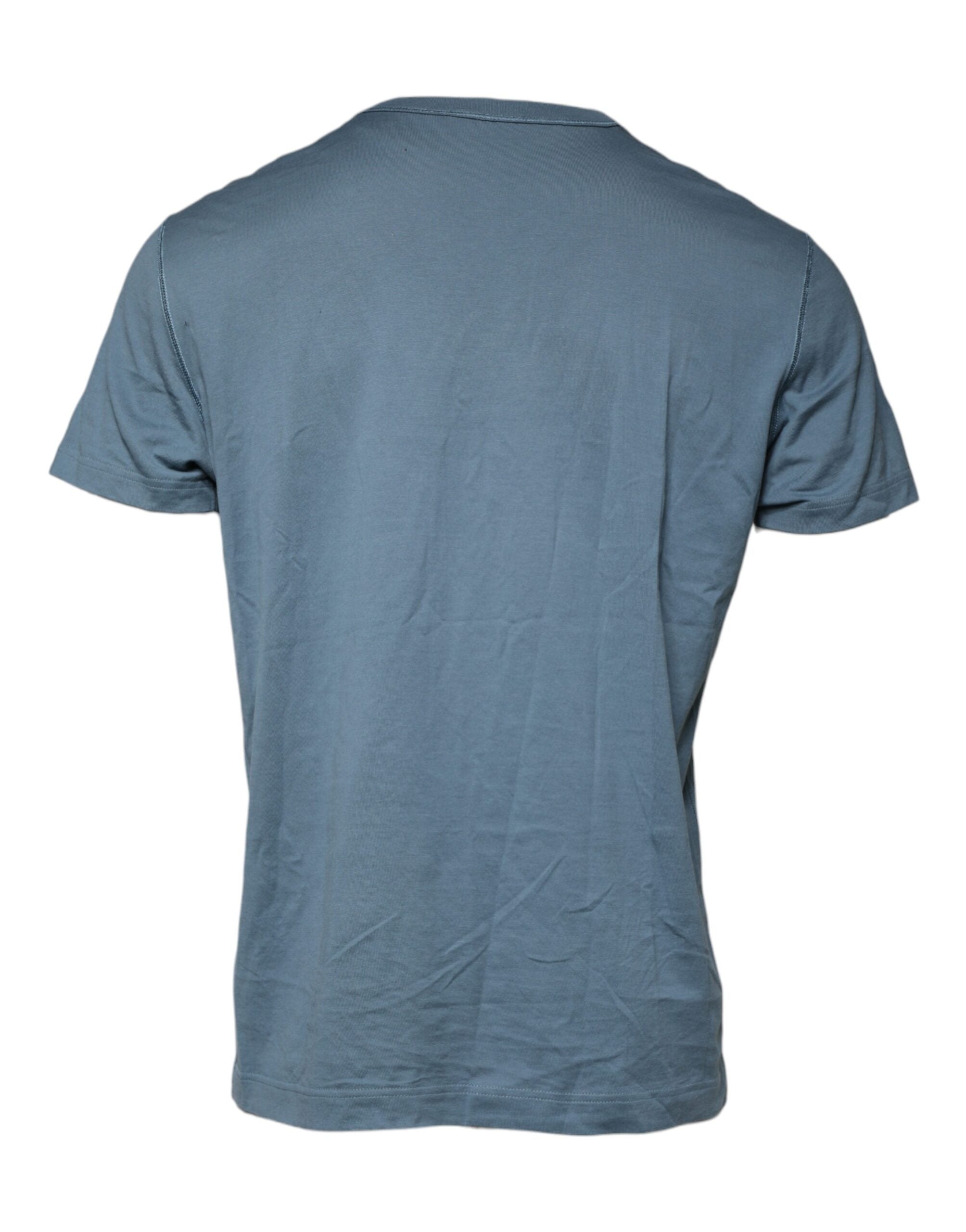 Dolce & Gabbana Blue Cotton Round Neck Short Sleeve T-shirt