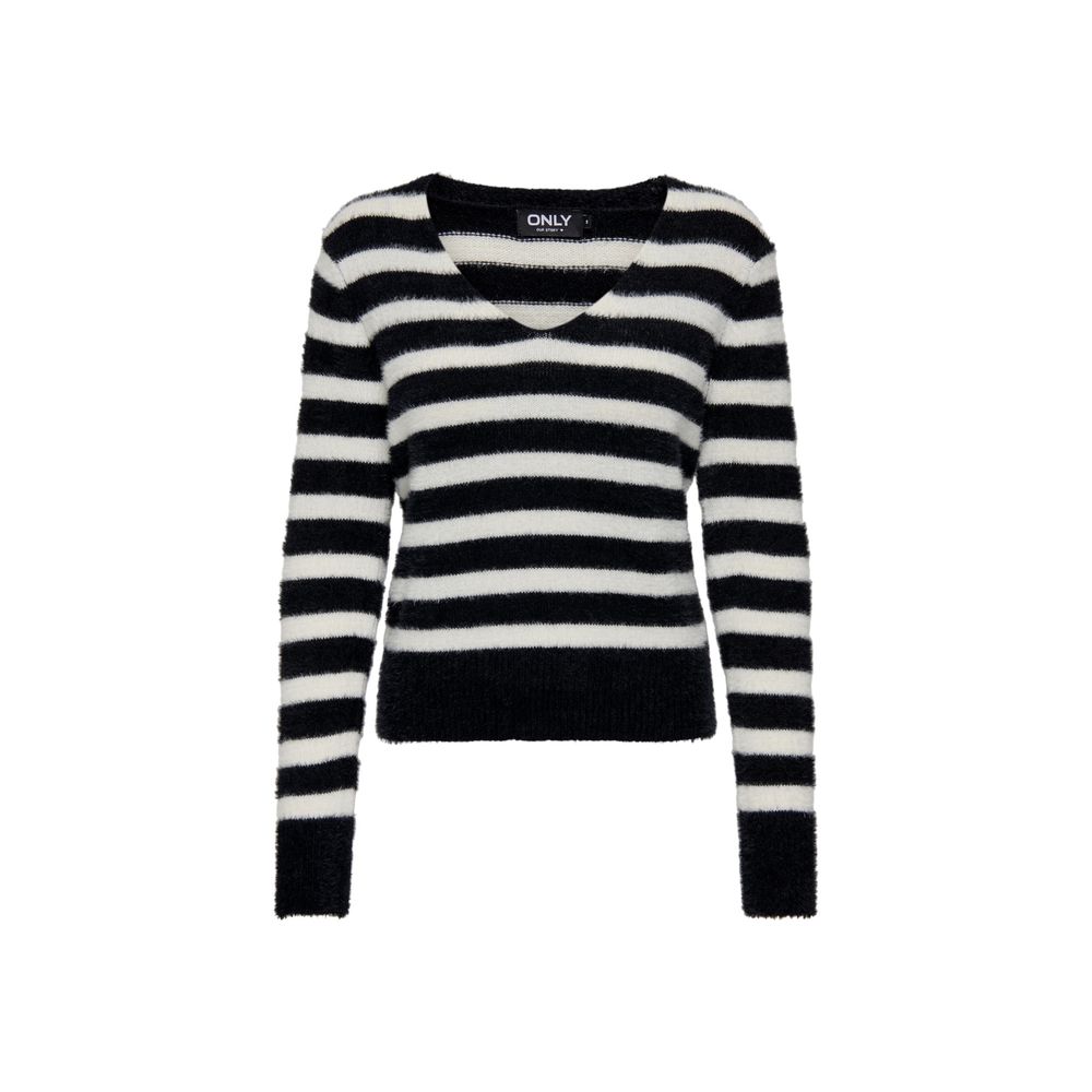 Only Black And White Polyester Sweater