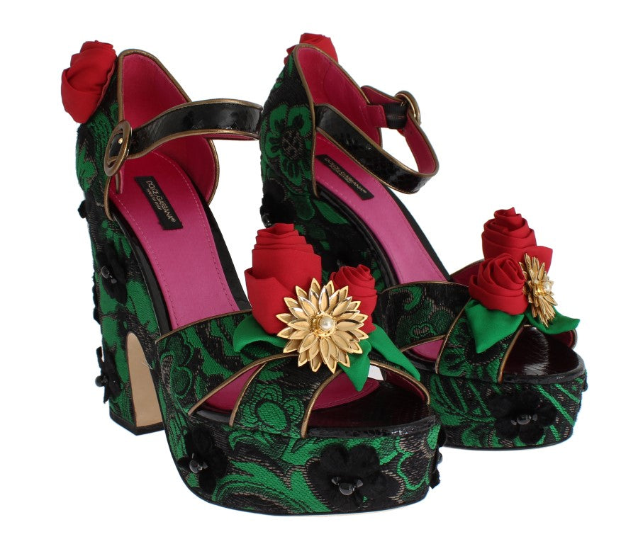 Dolce & Gabbana Enchanted Sicily Crystal Brocade Wedges