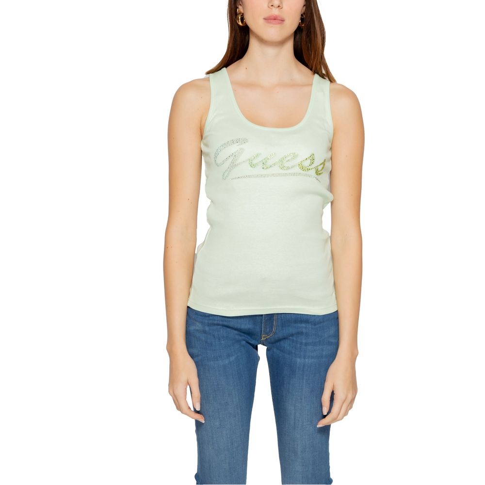 Guess Turquoise Cotton Tops & T-Shirt