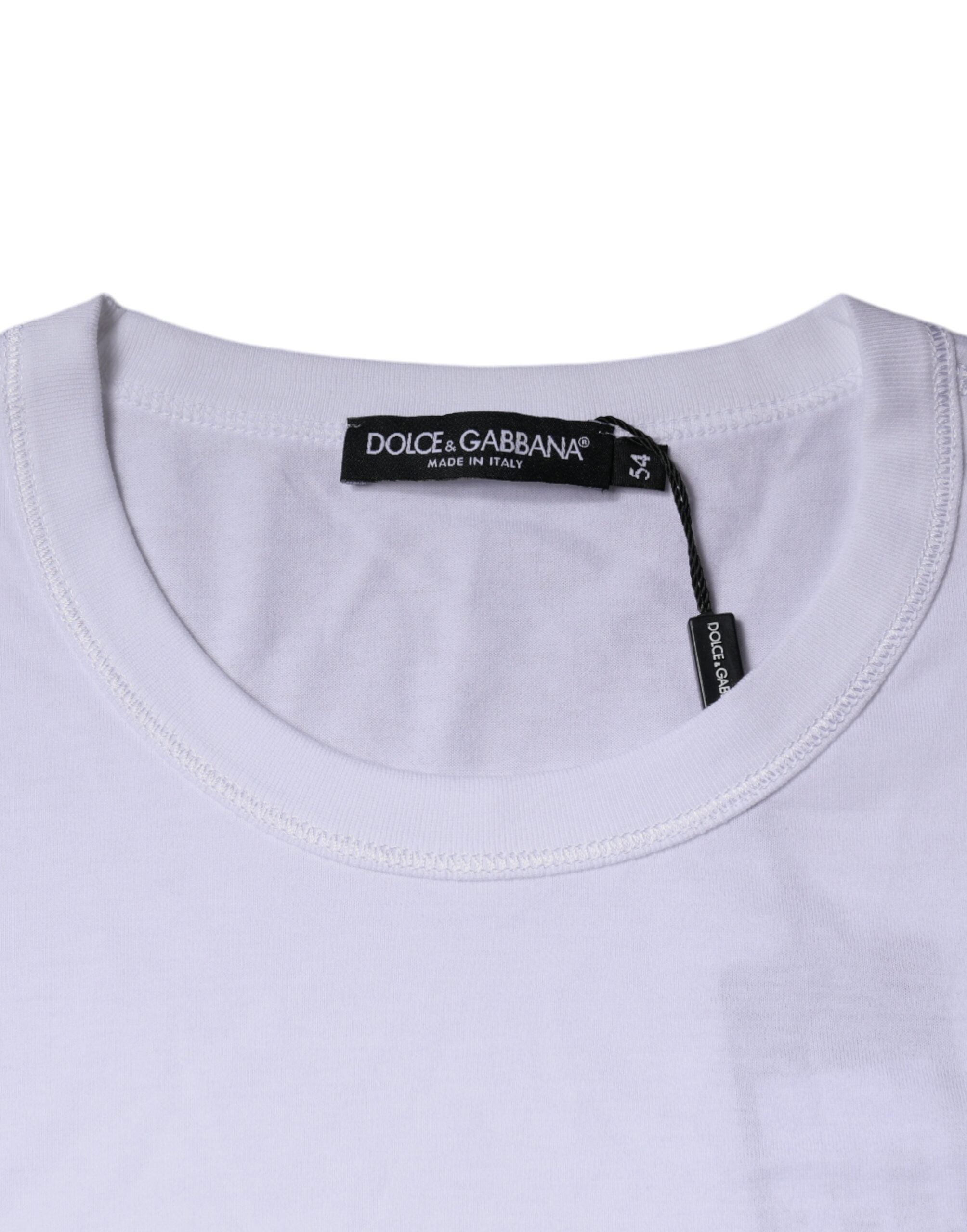 Dolce & Gabbana White Cotton Round Neck Short Sleeve T-shirt