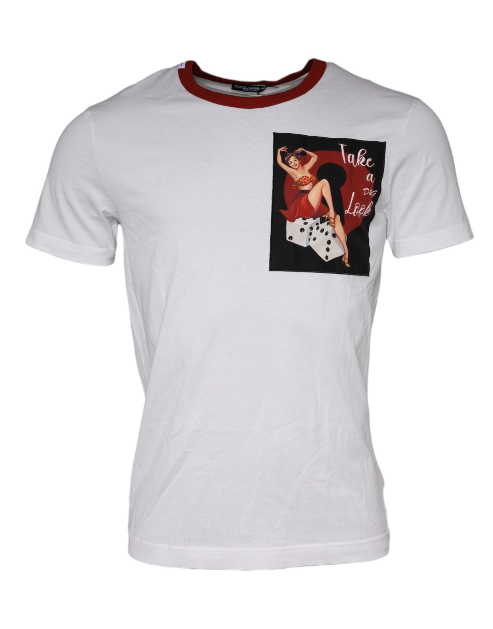 Dolce & Gabbana White Graphic Print Cotton Crew Neck T-shirt