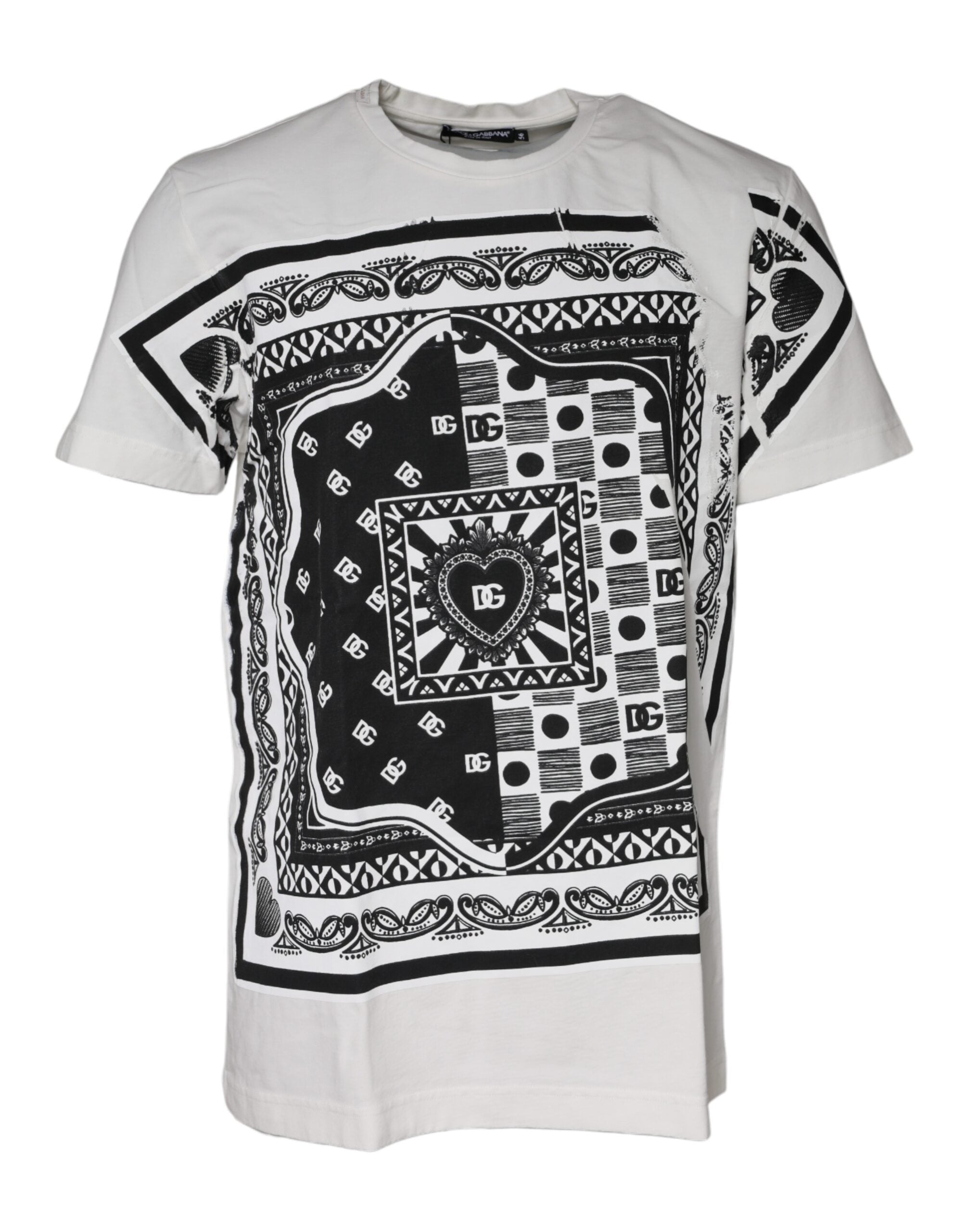 Dolce & Gabbana White Bandana Print Cotton Short Sleeves T-shirt