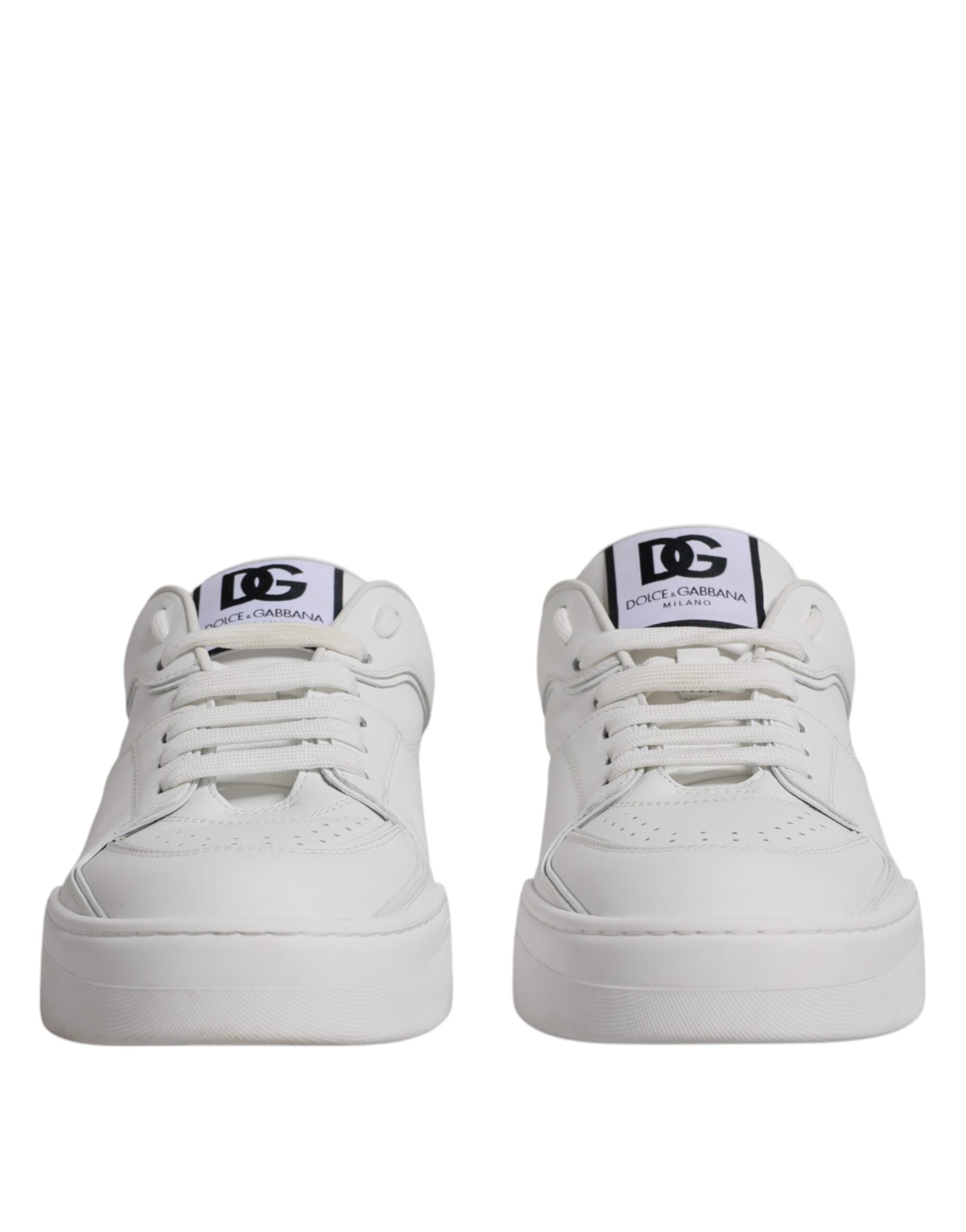 Dolce & Gabbana White Miami Leather Low Top Sneakers Shoes