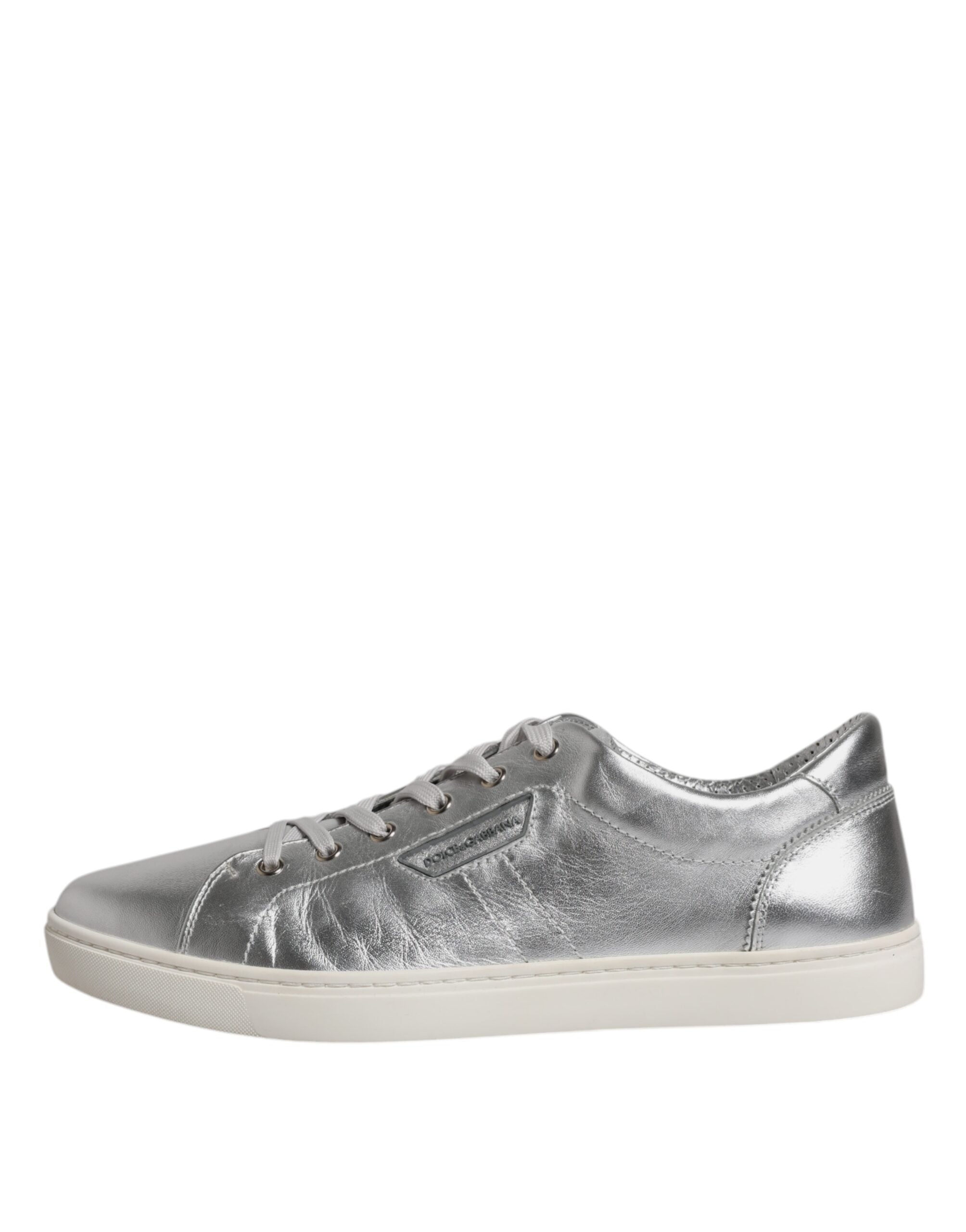 Dolce & Gabbana Silver London Low Top Leather Sneakers Shoes