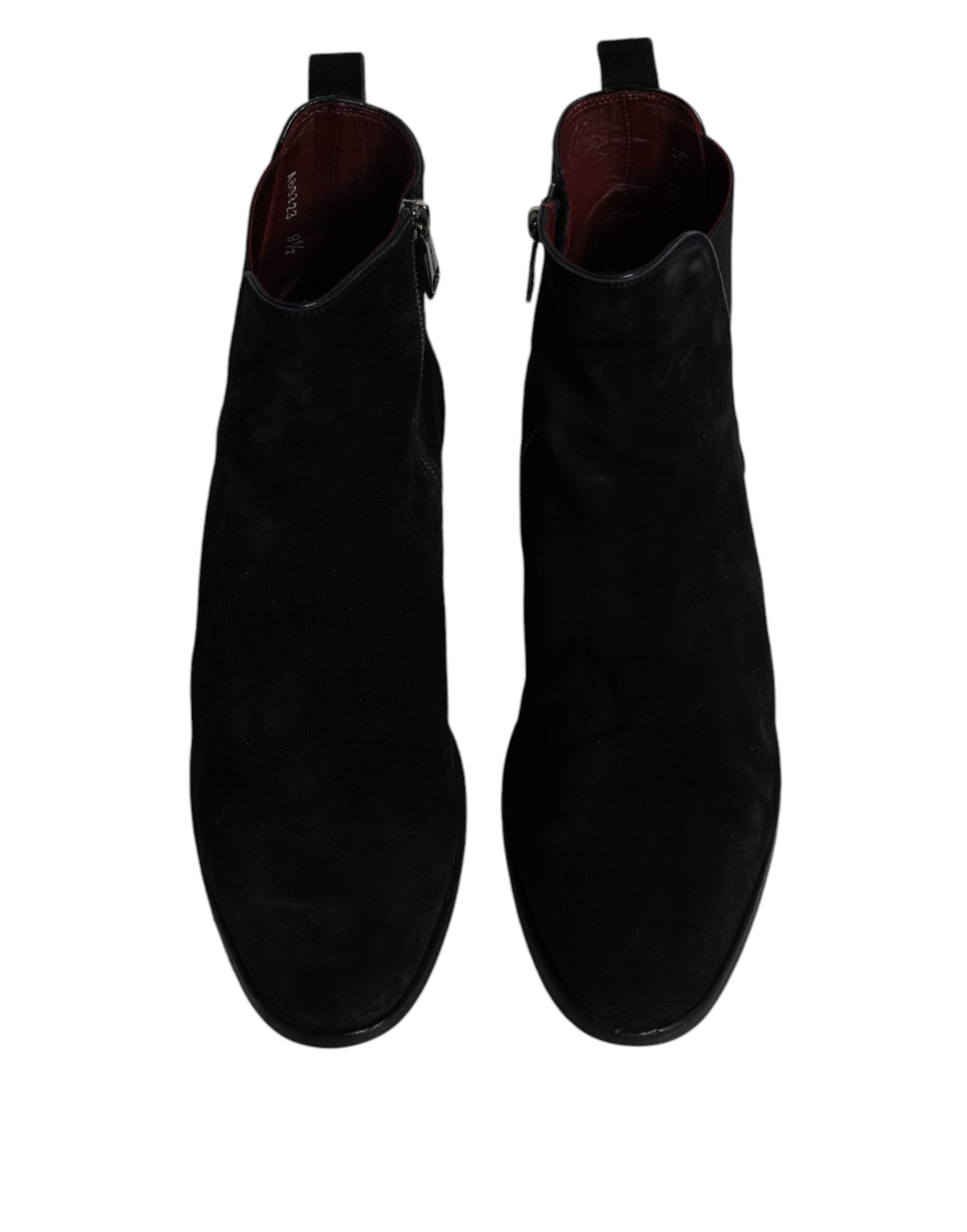 Dolce & Gabbana Black Velvet Chelsea Ankle Boots Shoes