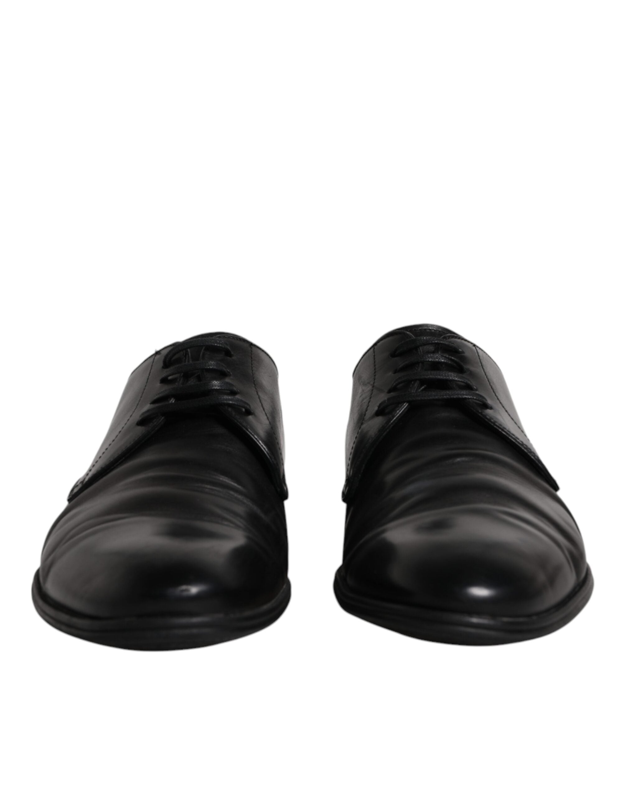 Dolce & Gabbana Black Leather Lace Up Men Derby Formal Shoes