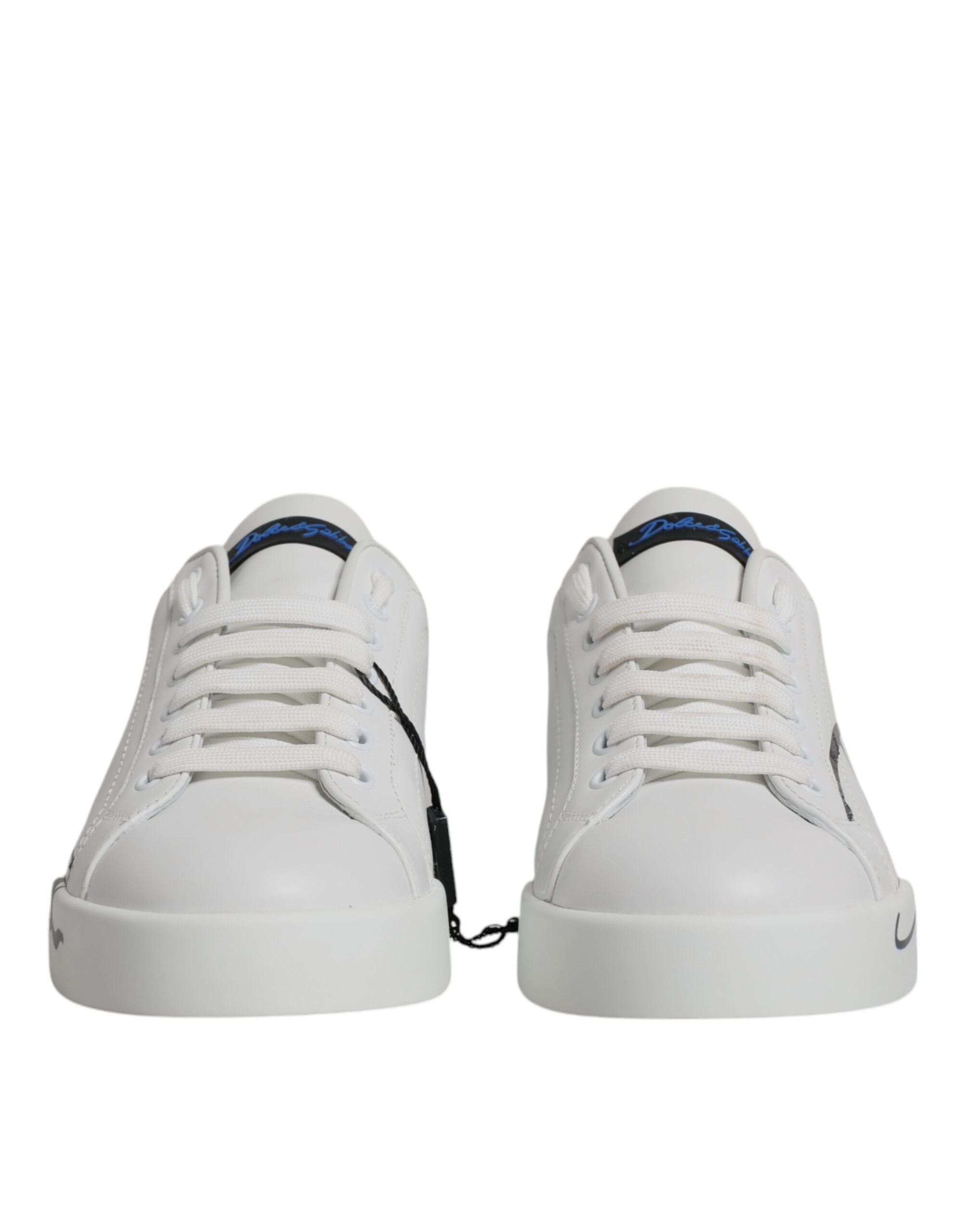 Dolce & Gabbana White Blue Portofino Low Top Sneakers Shoes