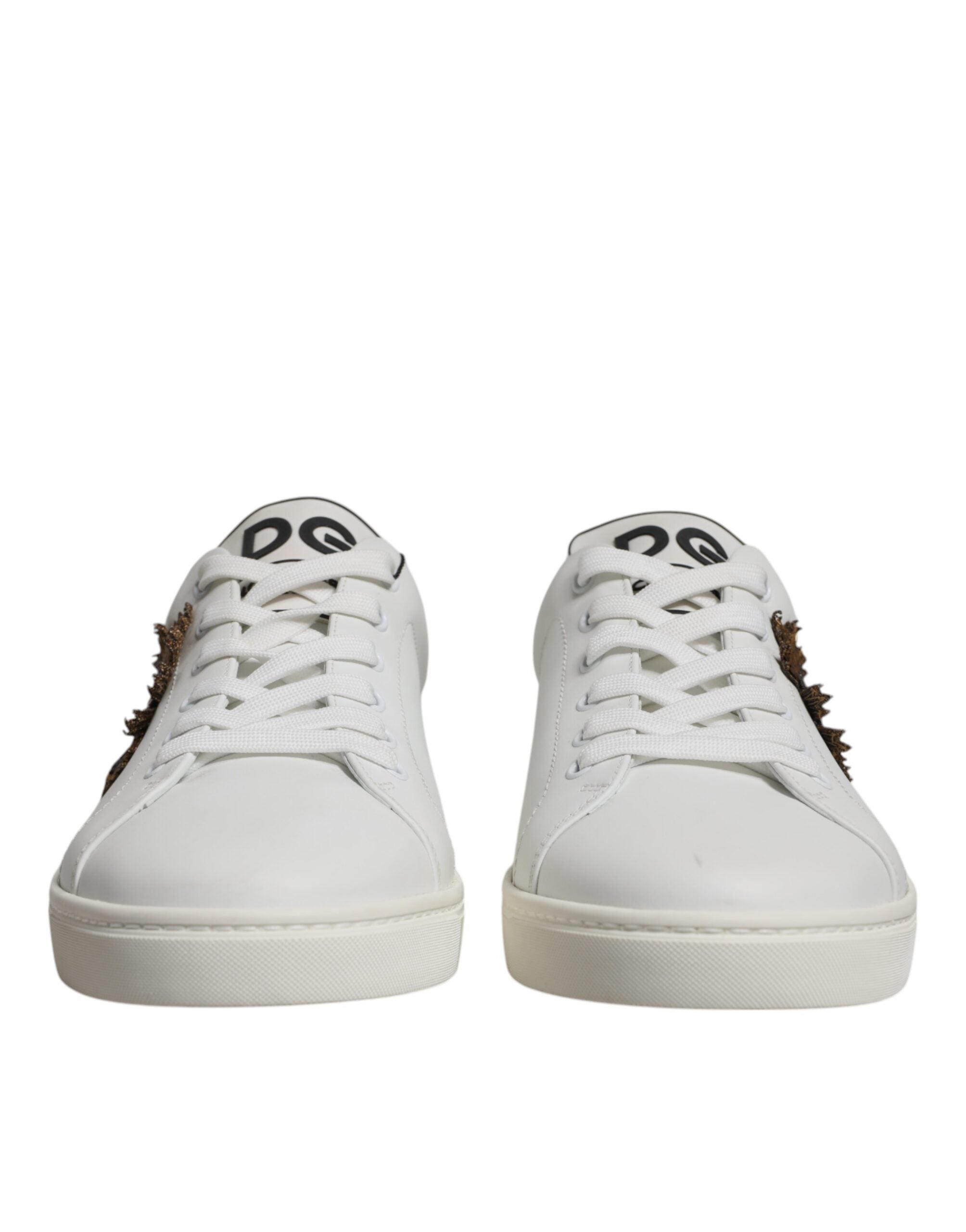 Dolce & Gabbana White Leather Heart Low Top Men Sneakers Shoes